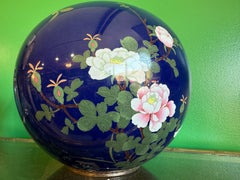 Large Meiji Period Japanese Cloisonne Enamel Jar With Iris Floral Decoration