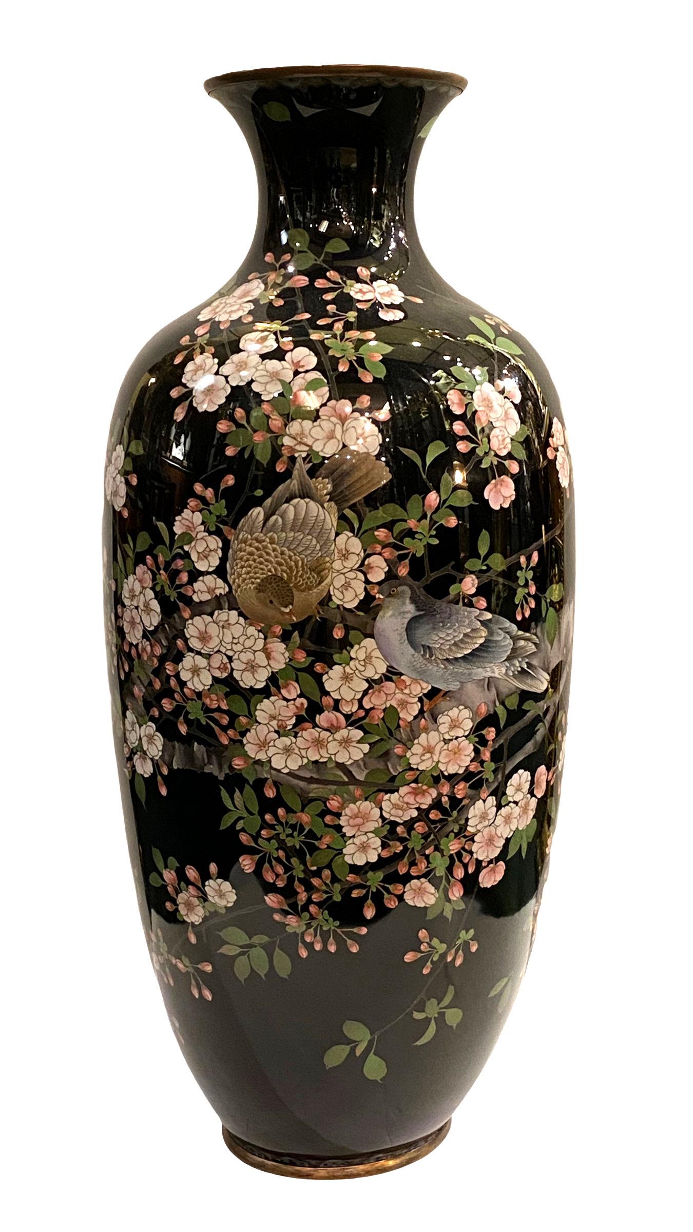 19th Century Large Meiji Period Japanese Cloisonné Vase