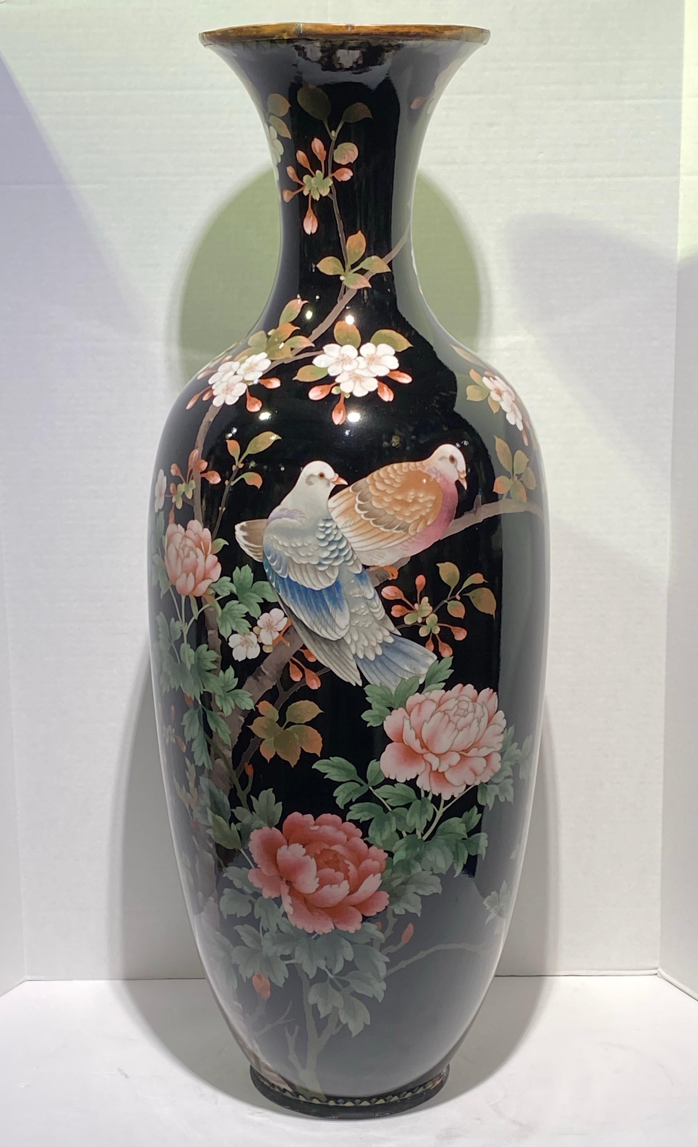 Large Meiji Period Japanese Cloisonné Vase 1
