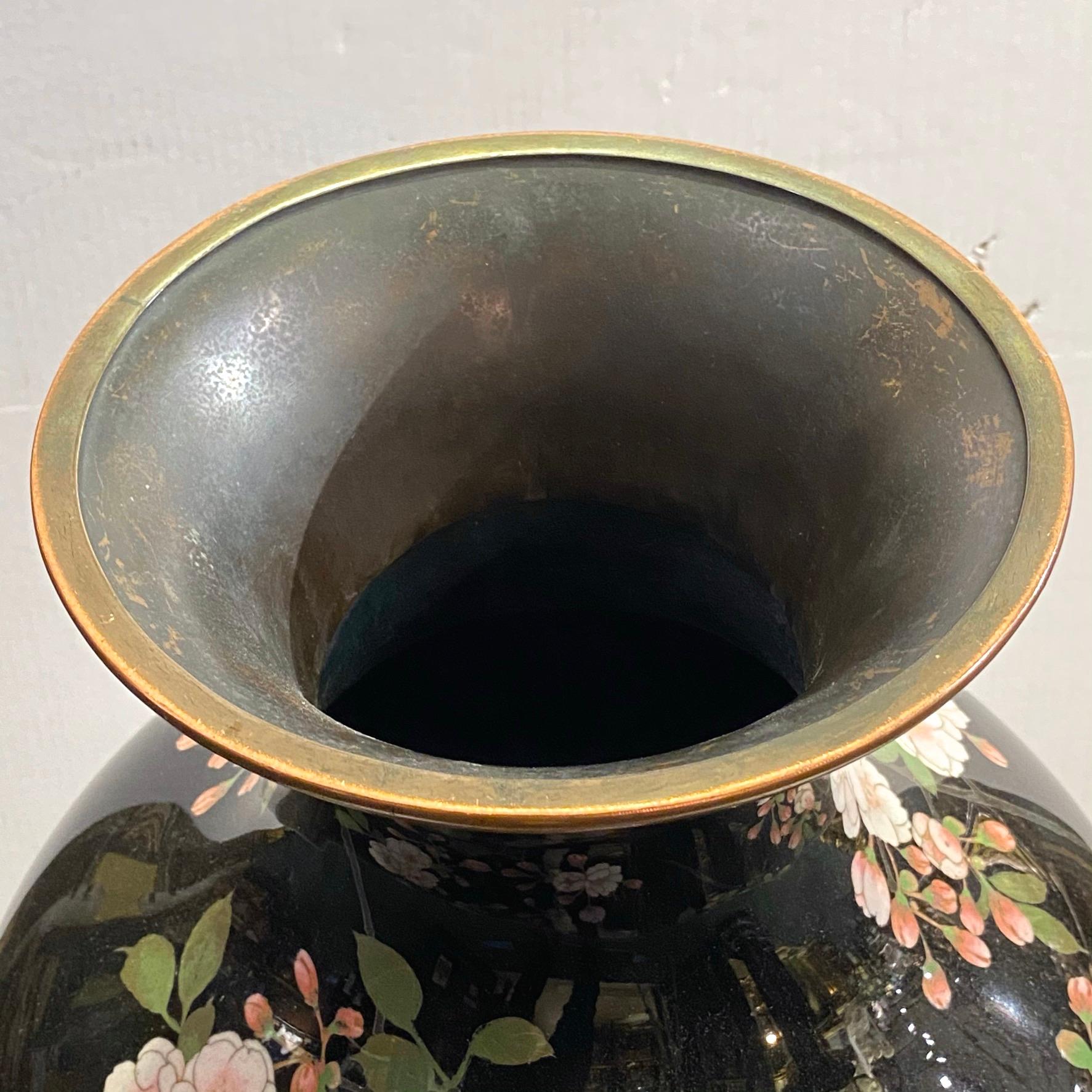 Enamel Large Meiji Period Japanese Cloisonné Vase