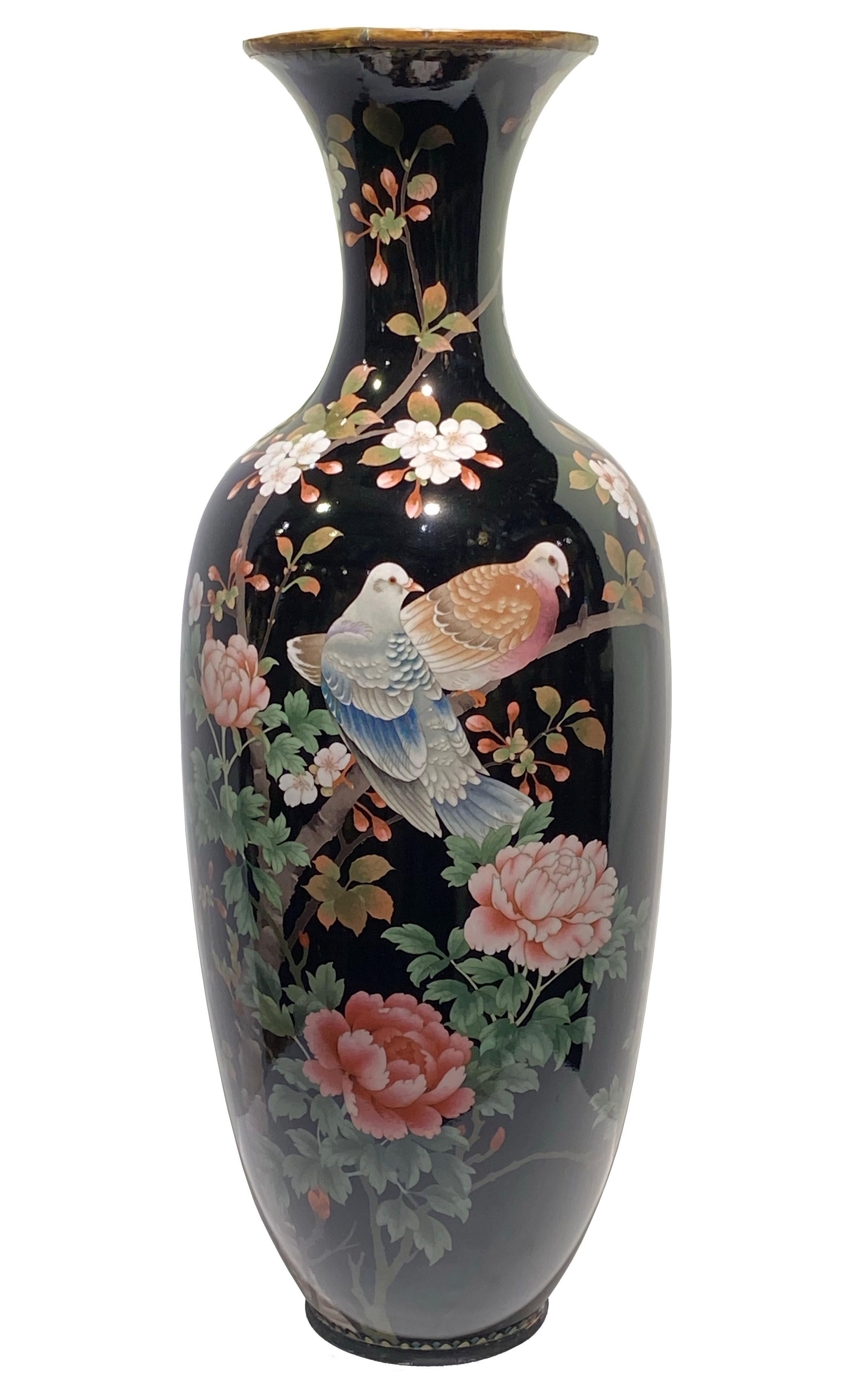 Large Meiji Period Japanese Cloisonné Vase 2