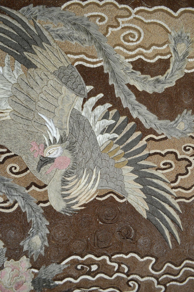 定番人気！ Large Meiji Period Silk Embroidery Tapestry, Kirin and 工芸品