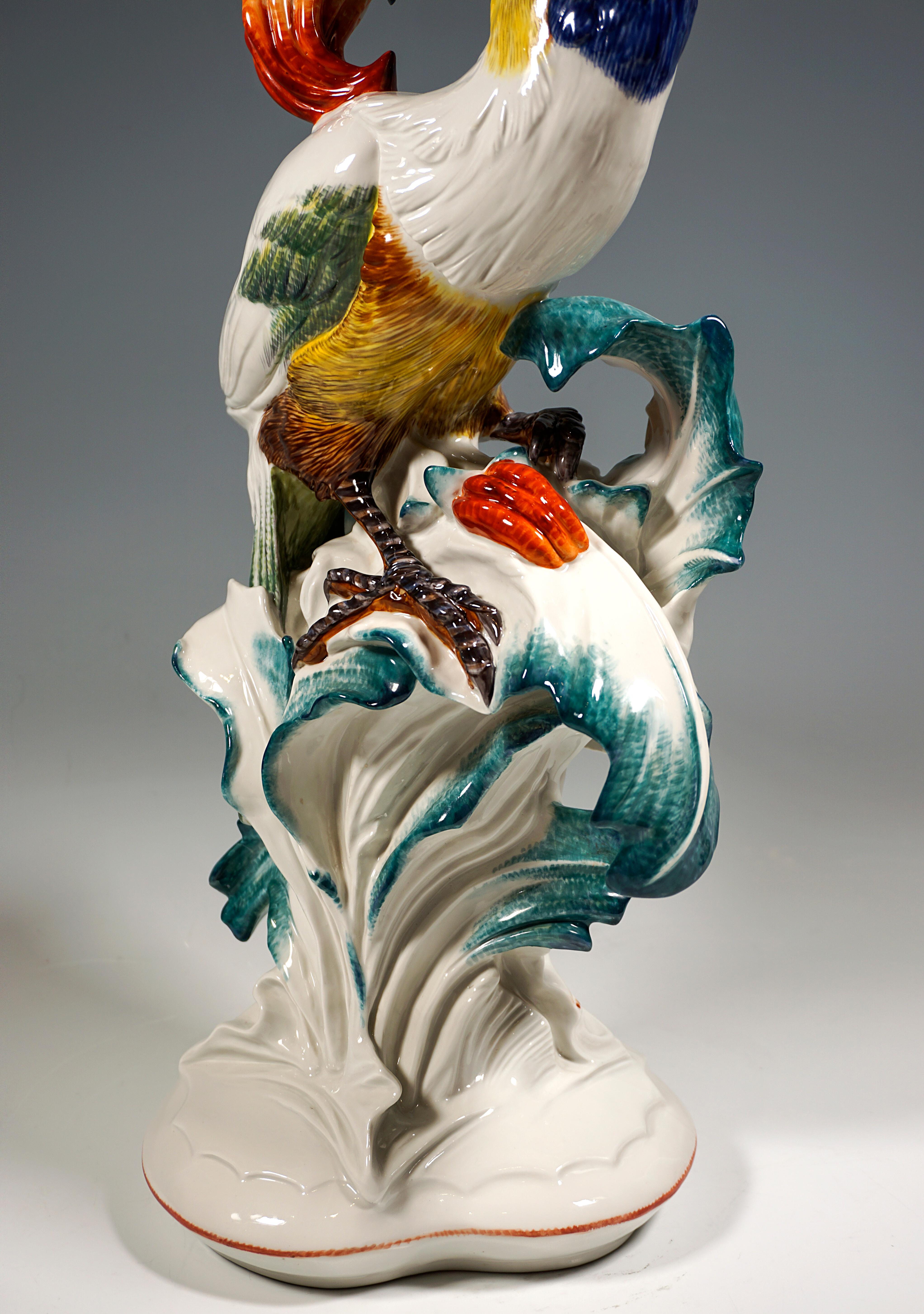 Hand-Crafted Large Meissen Animal Figure, Toucan with Fruit in Beak, by Paul Walther, 20th C For Sale