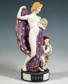 Large Meissen Art Nouveau Group, Spring, With Cupid by Emmerich Oehler, ca 1913