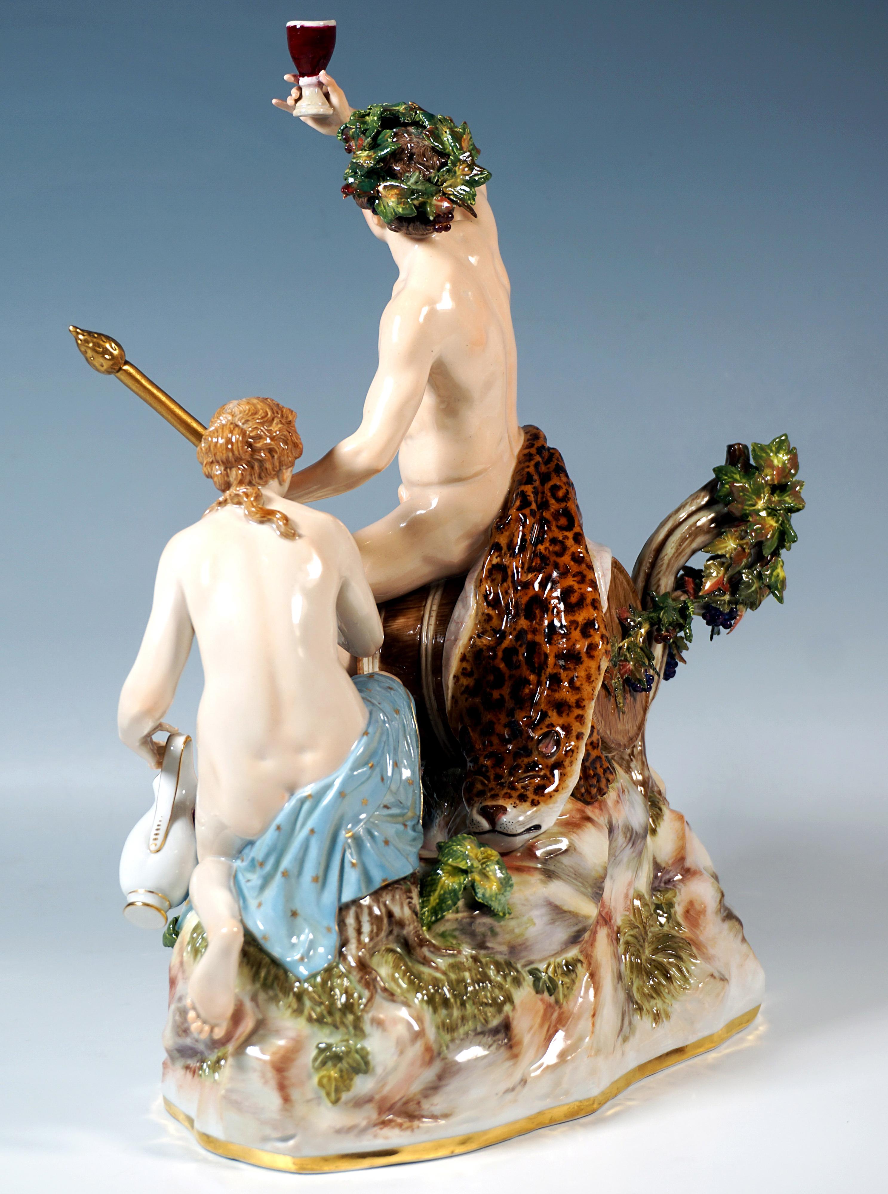 Allemand Grand groupe de bacchanales de Meissen, Bacchus et son entourage, par Leuteritz, vers 1860 1860 en vente