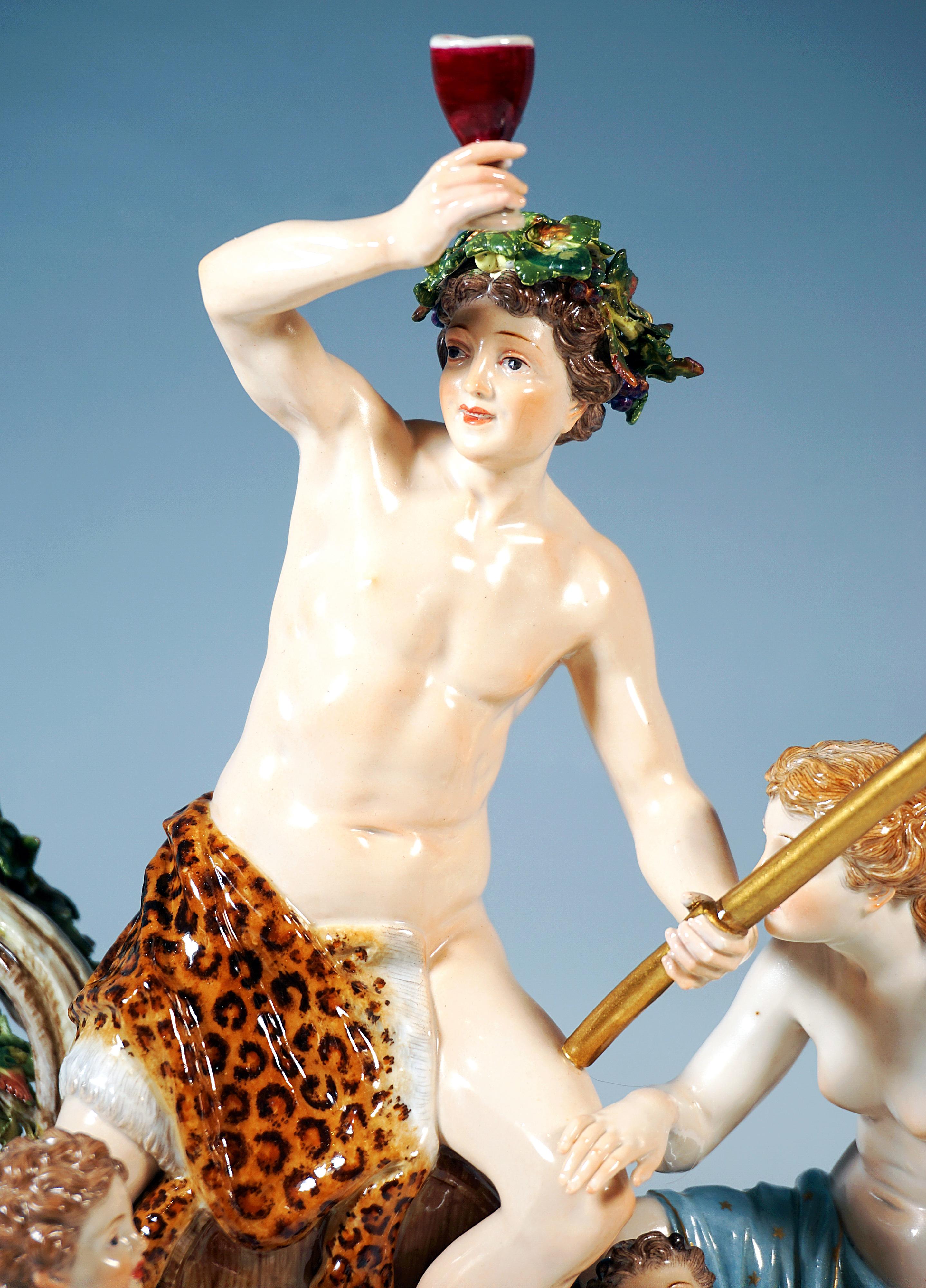 Fin du XIXe siècle Grand groupe de bacchanales de Meissen, Bacchus et son entourage, par Leuteritz, vers 1860 1860 en vente