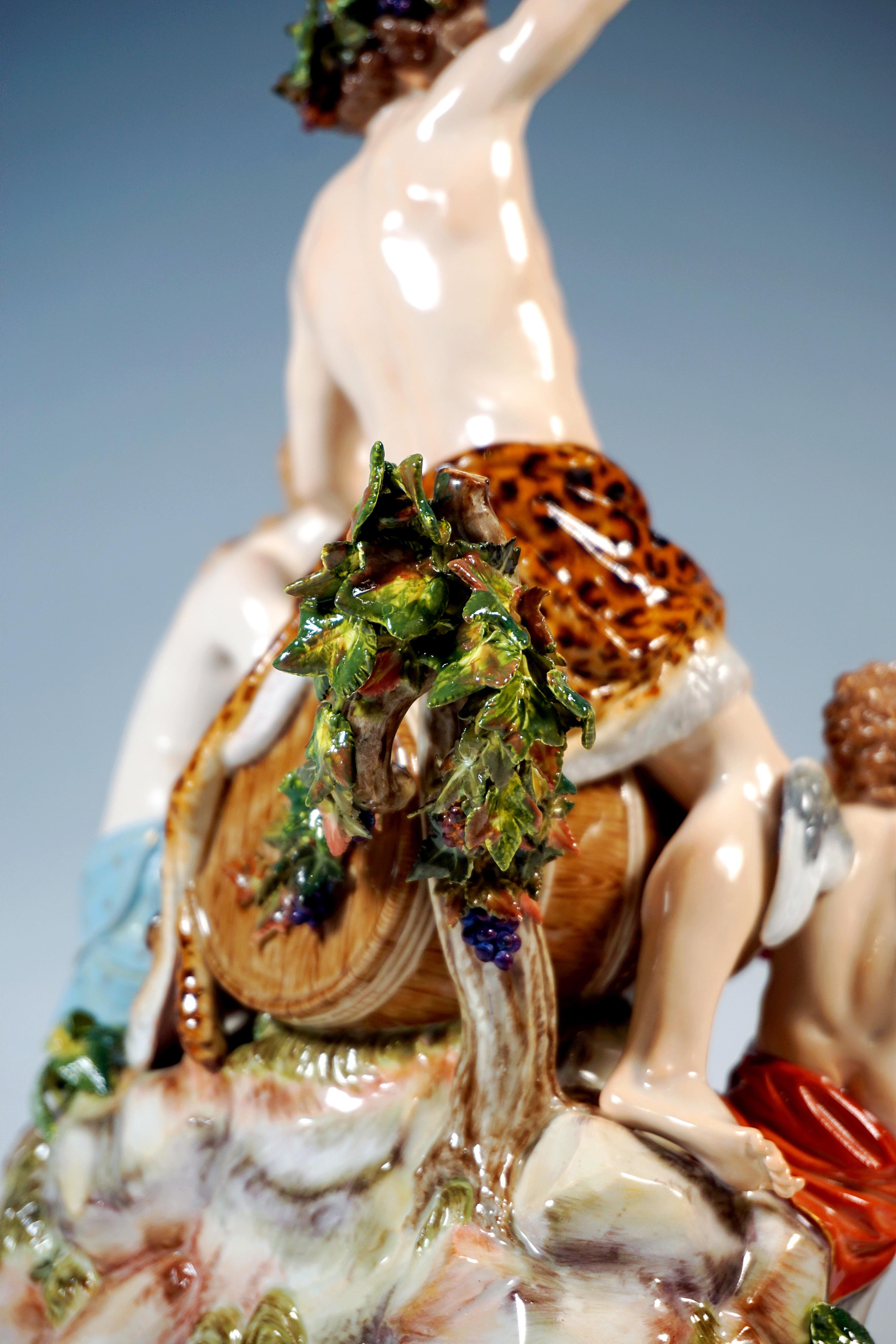 Grand groupe de bacchanales de Meissen, Bacchus et son entourage, par Leuteritz, vers 1860 1860 en vente 1