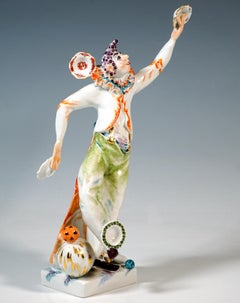 Large Meissen Circus Figurine, Juggler, Plate Spinner, by Peter Strang, 1997