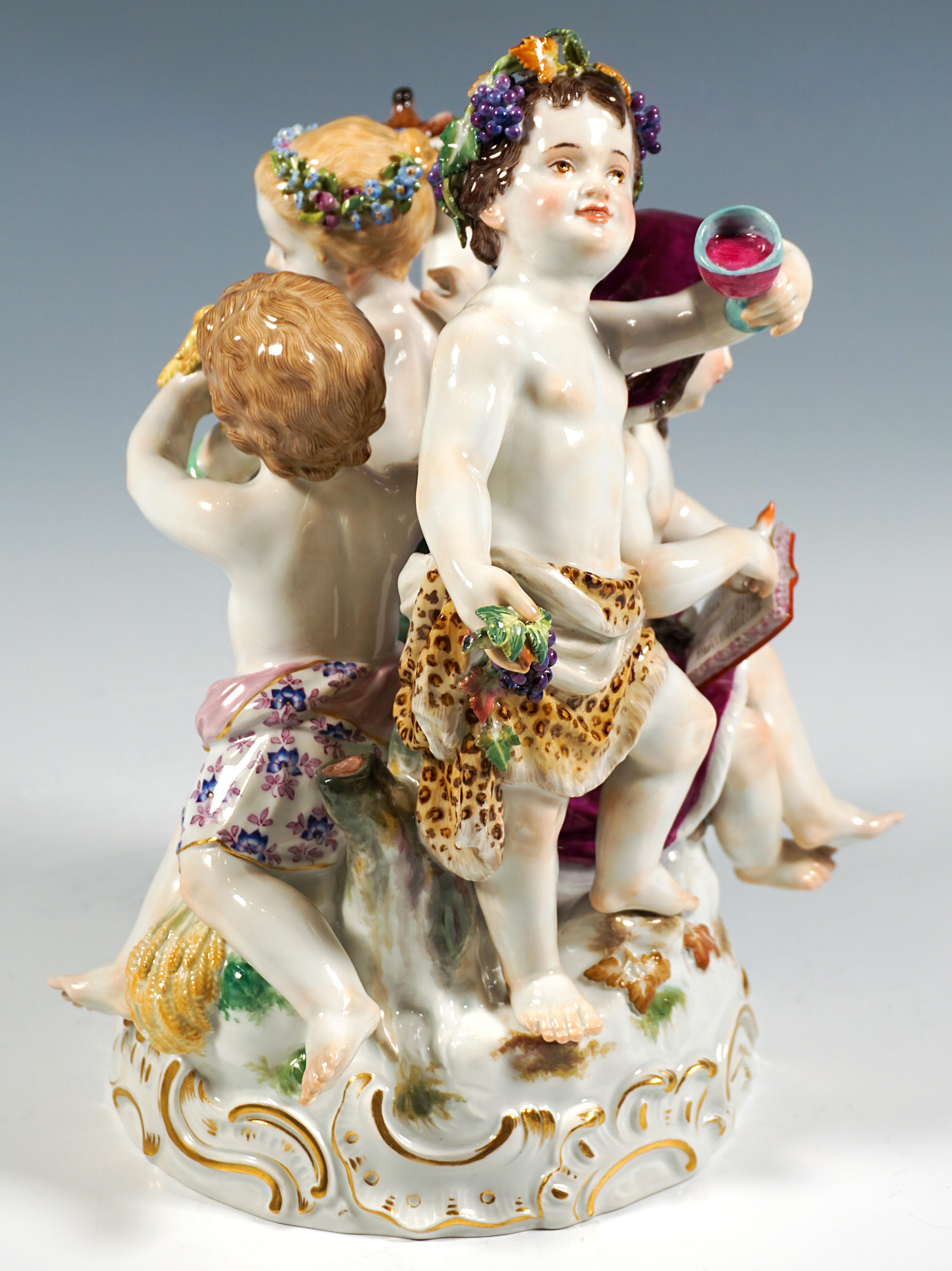 Grand groupe Cupidon de Meissen 'Allegory - The Four Seasons', par Leuteritz, vers 1880 1880 en vente 2
