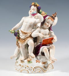 Large Meissen Cupid Group 'Allegory - The Four Seasons', By Leuteritz, Ca. 1880