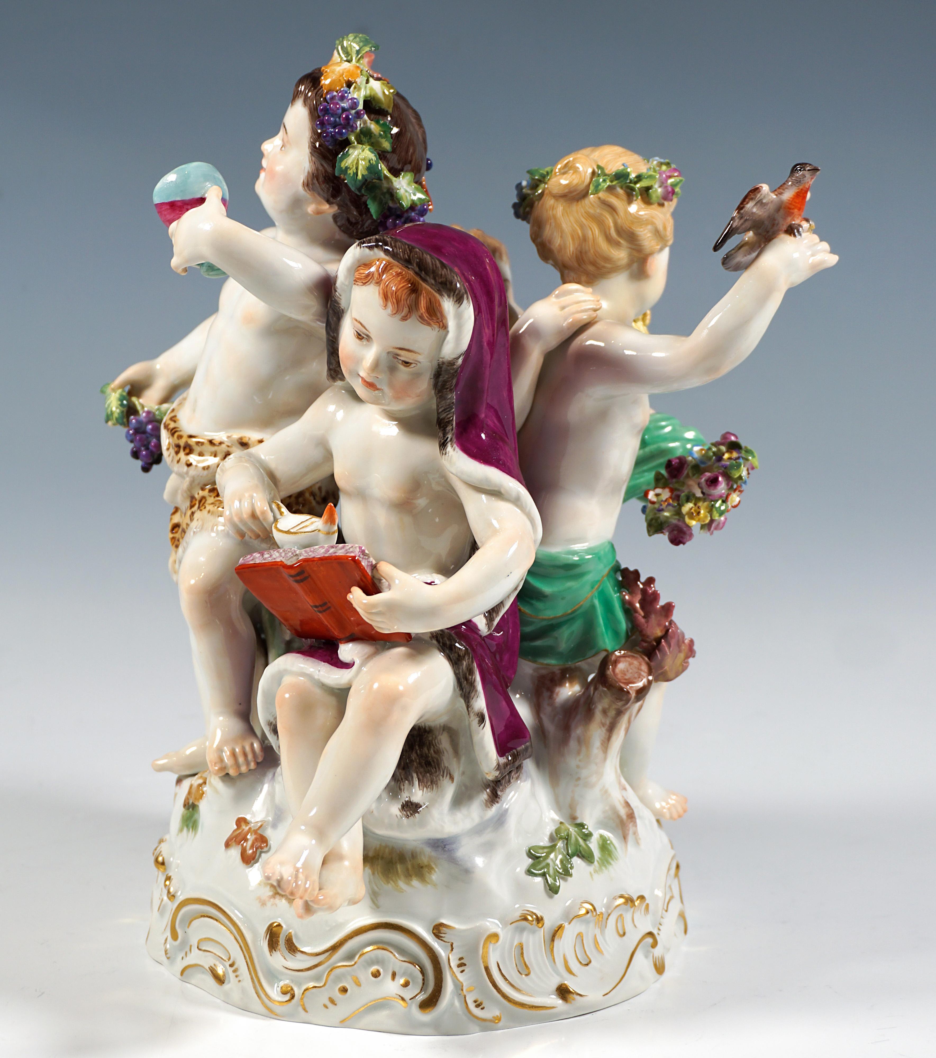 Rococo Grand groupe Cupidon de Meissen 'Allegory - The Four Seasons', par Leuteritz, vers 1880 1880 en vente