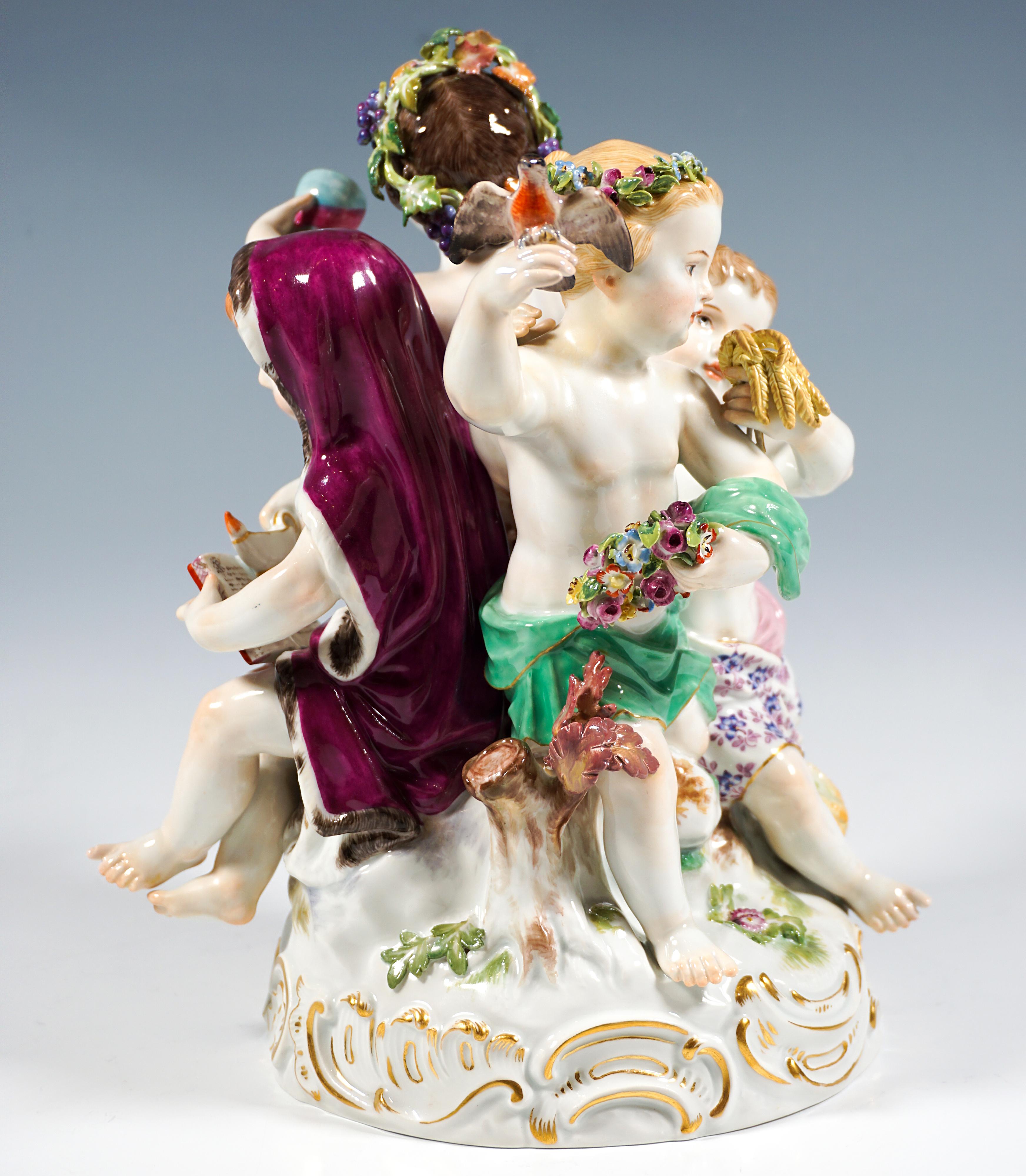 Allemand Grand groupe Cupidon de Meissen 'Allegory - The Four Seasons', par Leuteritz, vers 1880 1880 en vente