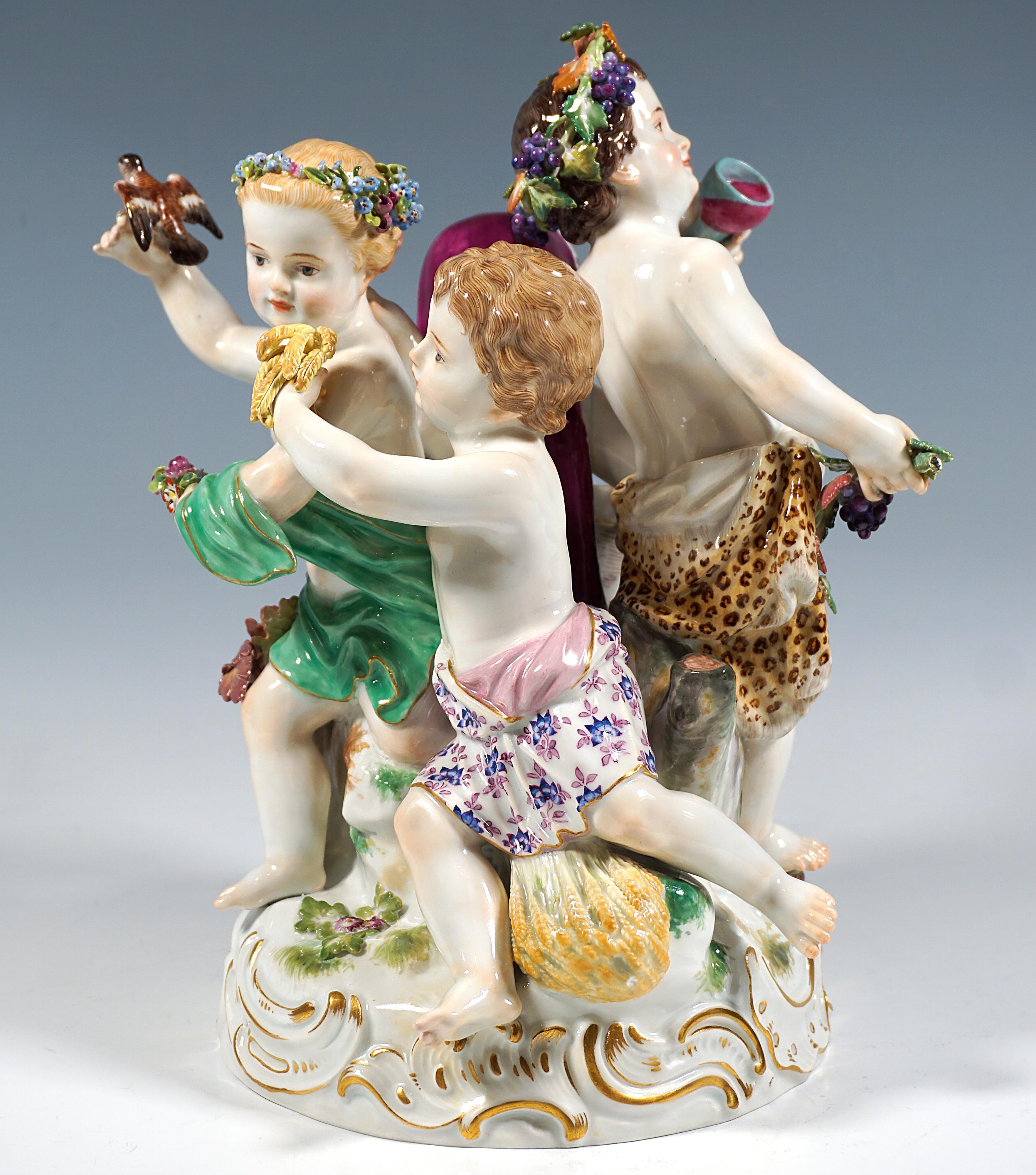 Grand groupe Cupidon de Meissen 'Allegory - The Four Seasons', par Leuteritz, vers 1880 1880 Bon état - En vente à Vienna, AT