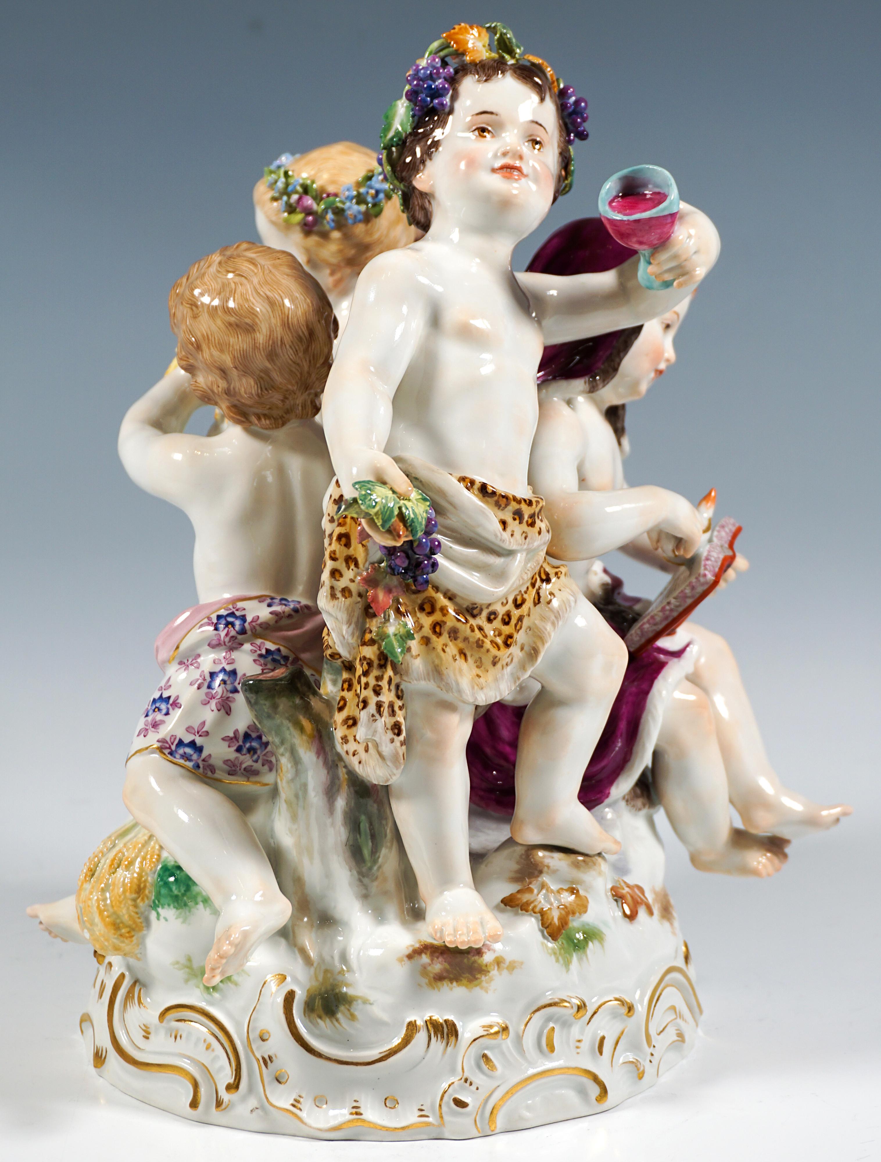 Fin du XIXe siècle Grand groupe Cupidon de Meissen 'Allegory - The Four Seasons', par Leuteritz, vers 1880 1880 en vente