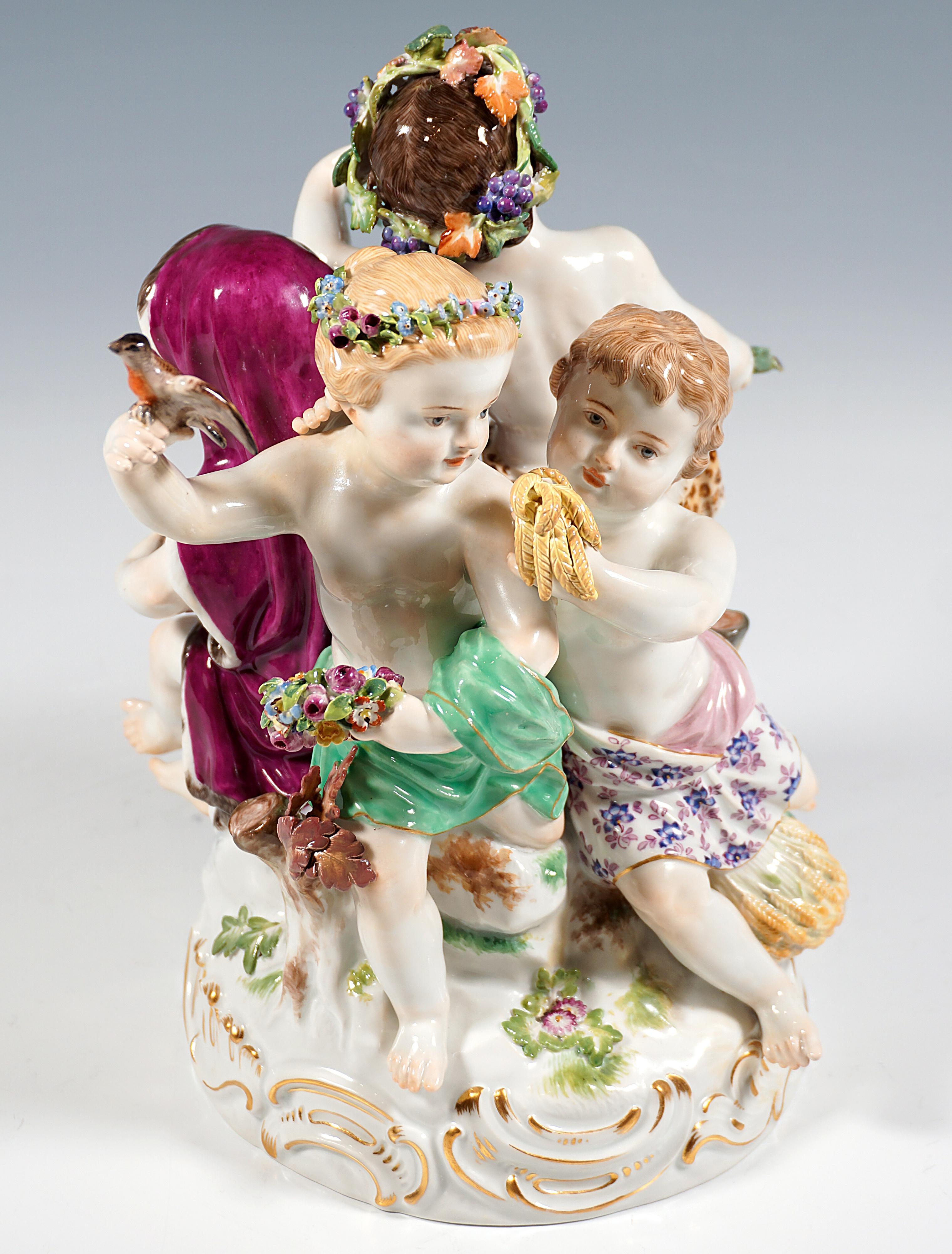 Grand groupe Cupidon de Meissen 'Allegory - The Four Seasons', par Leuteritz, vers 1880 1880 en vente 1