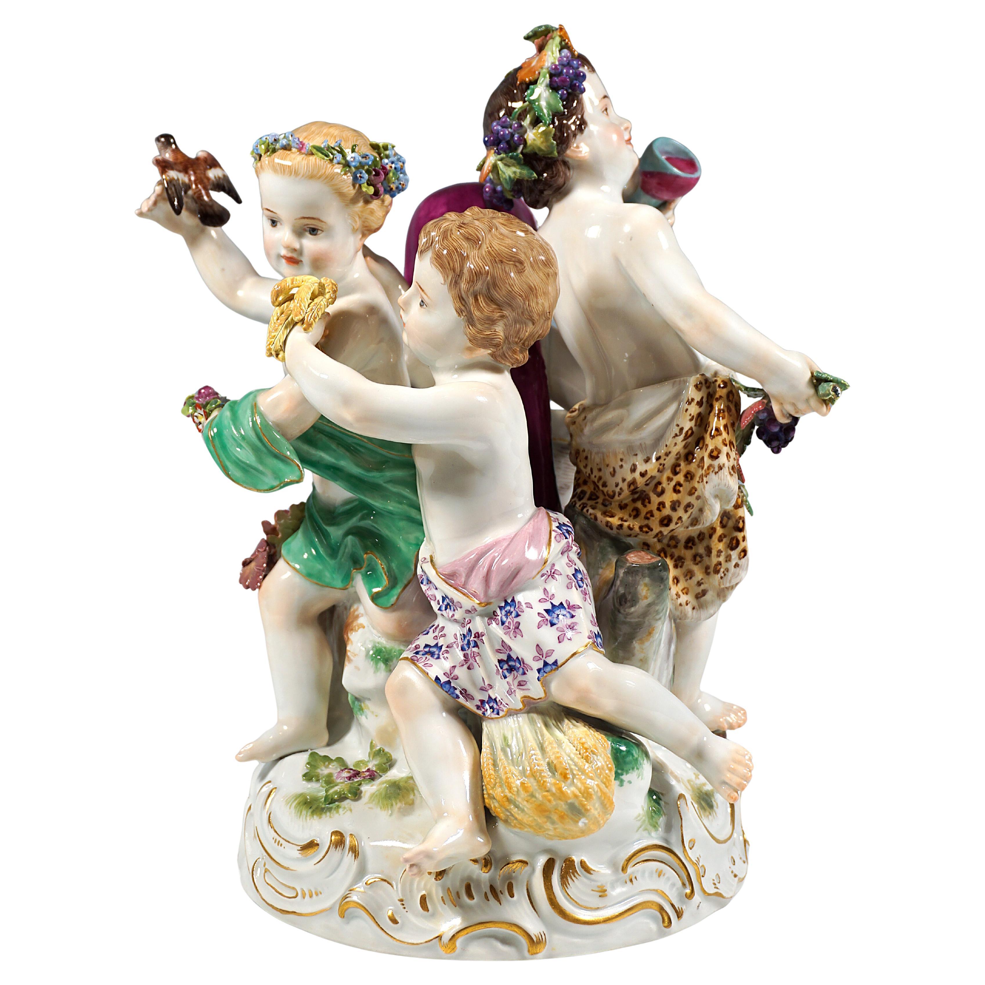 Grande gruppo di Cupido di Meissen 'Allegoria - Four Seasons', di Leuteritz, 1880 ca. 1880