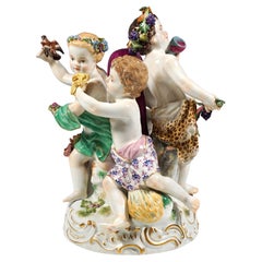 Large Meissen Cupid Group 'Allegory - The Four Seasons', By Leuteritz, Ca. 1880