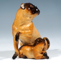 Large Meissen Dog Group, Pug With Puppy, by J.J. Kaendler, Germany, Circa 1850