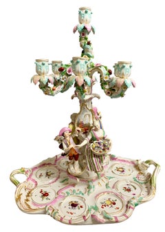 Large Meissen Figural Centerpiece Candelabra