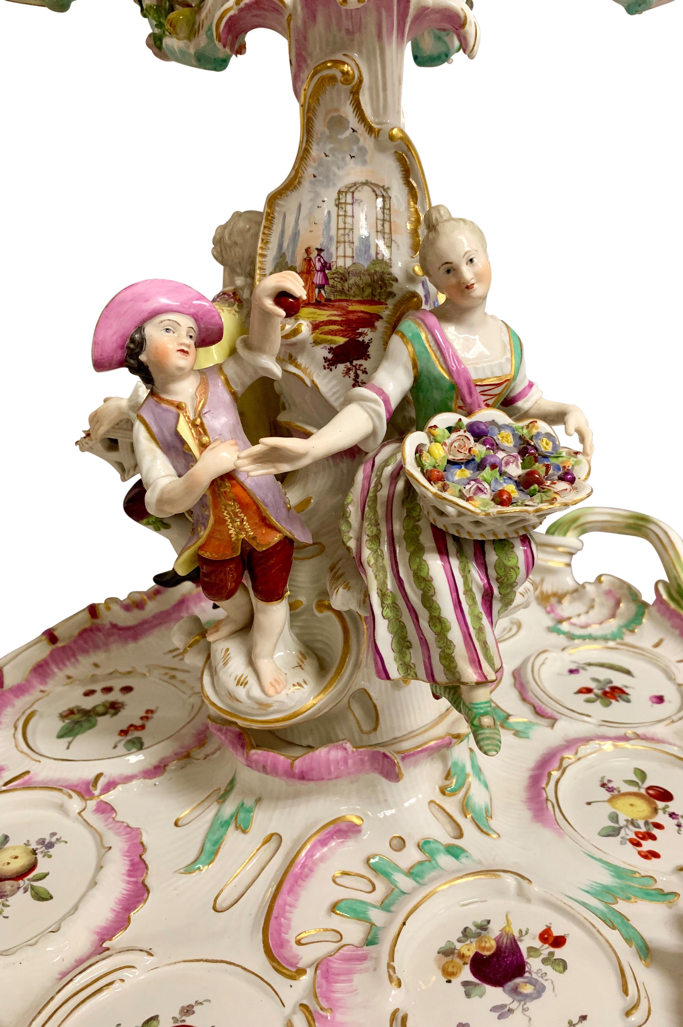 Large Meissen Figural Centerpiece Candelabra In Good Condition For Sale In Los Angeles, CA
