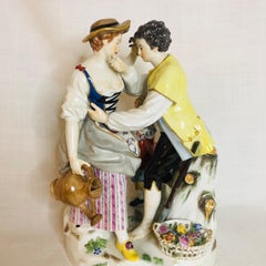 Large Meissen Figural Group of Gardeners That Are in Love Gathering Flowers
