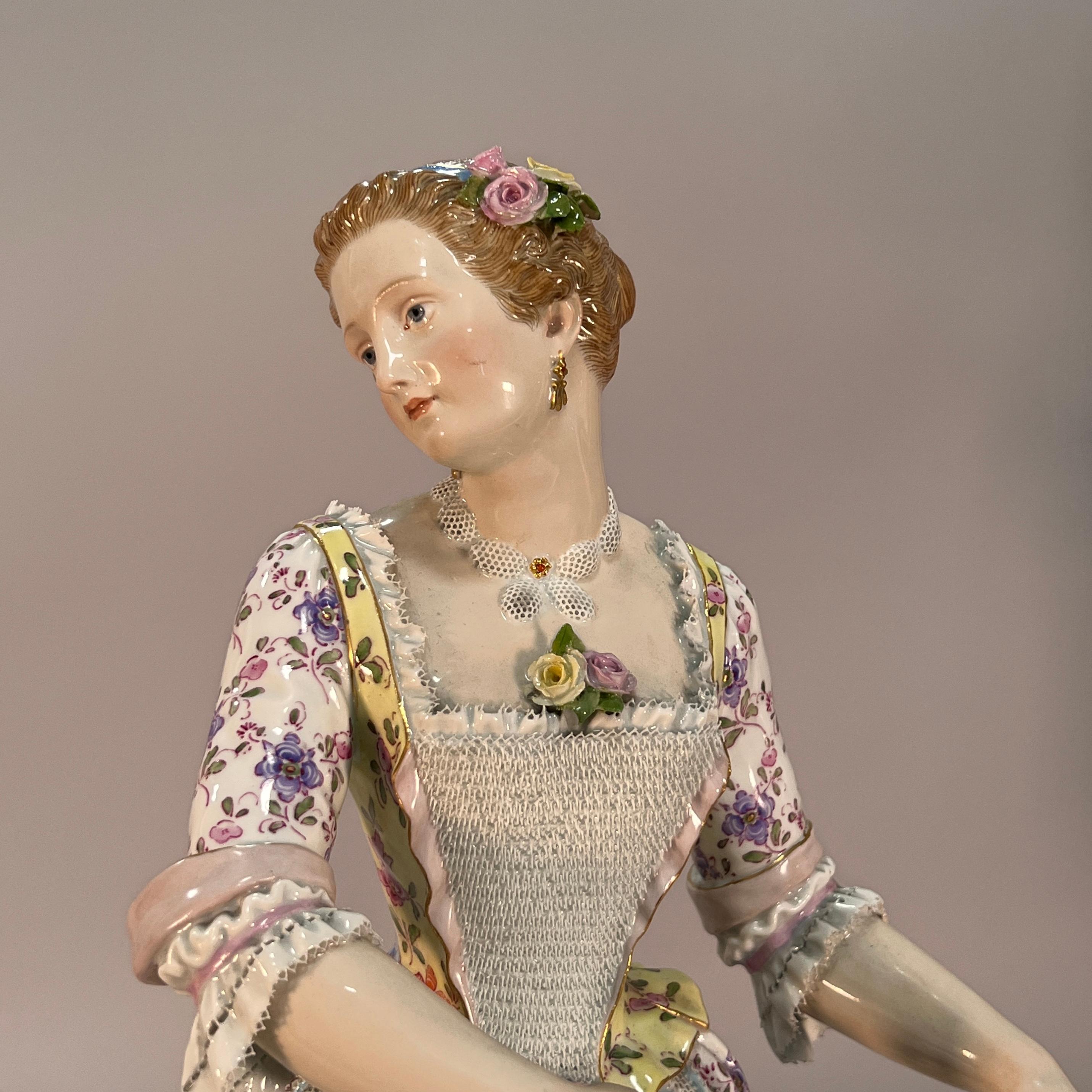 Large Meissen Figure of a Standing Lady For Sale 3
