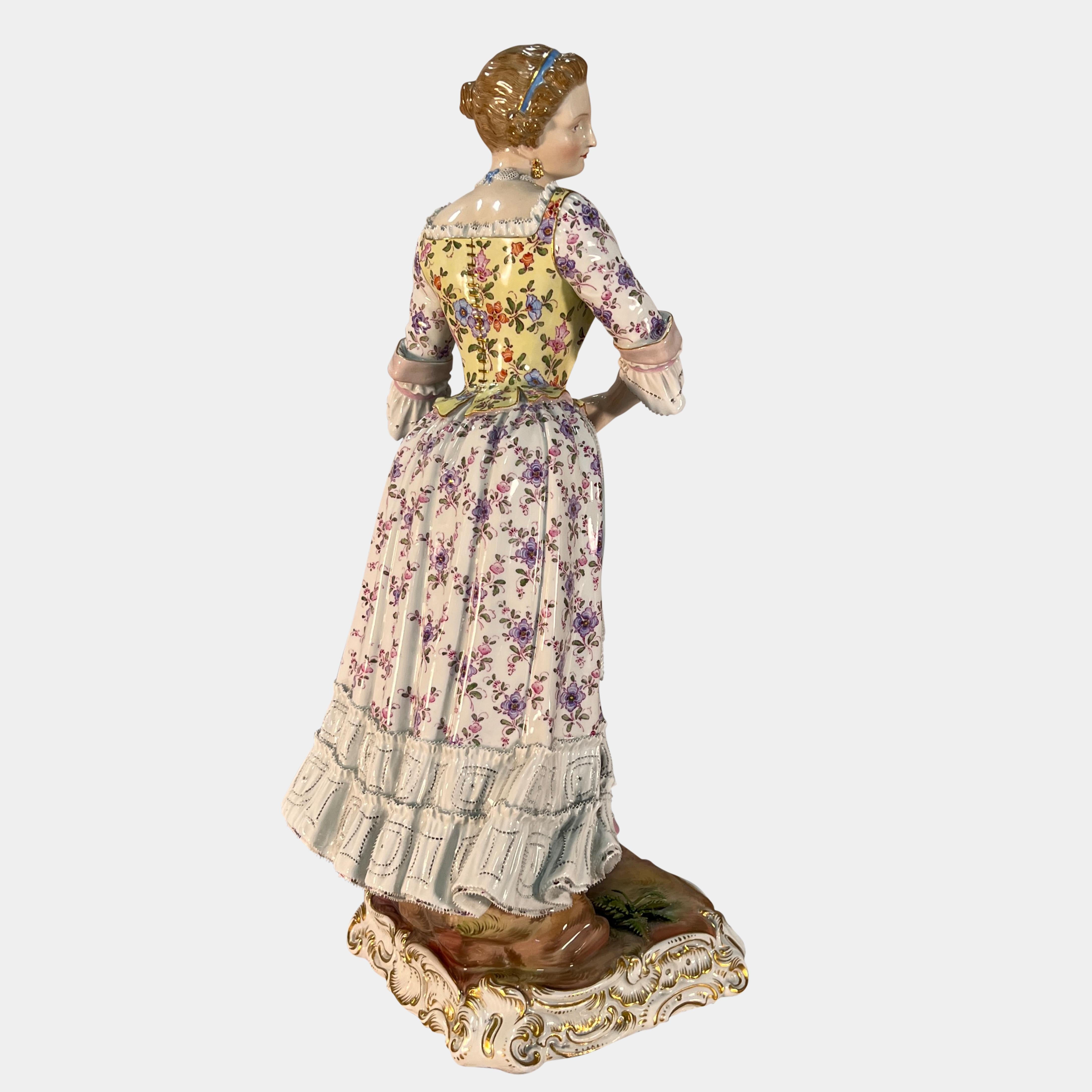 German Large Meissen Figure of a Standing Lady For Sale
