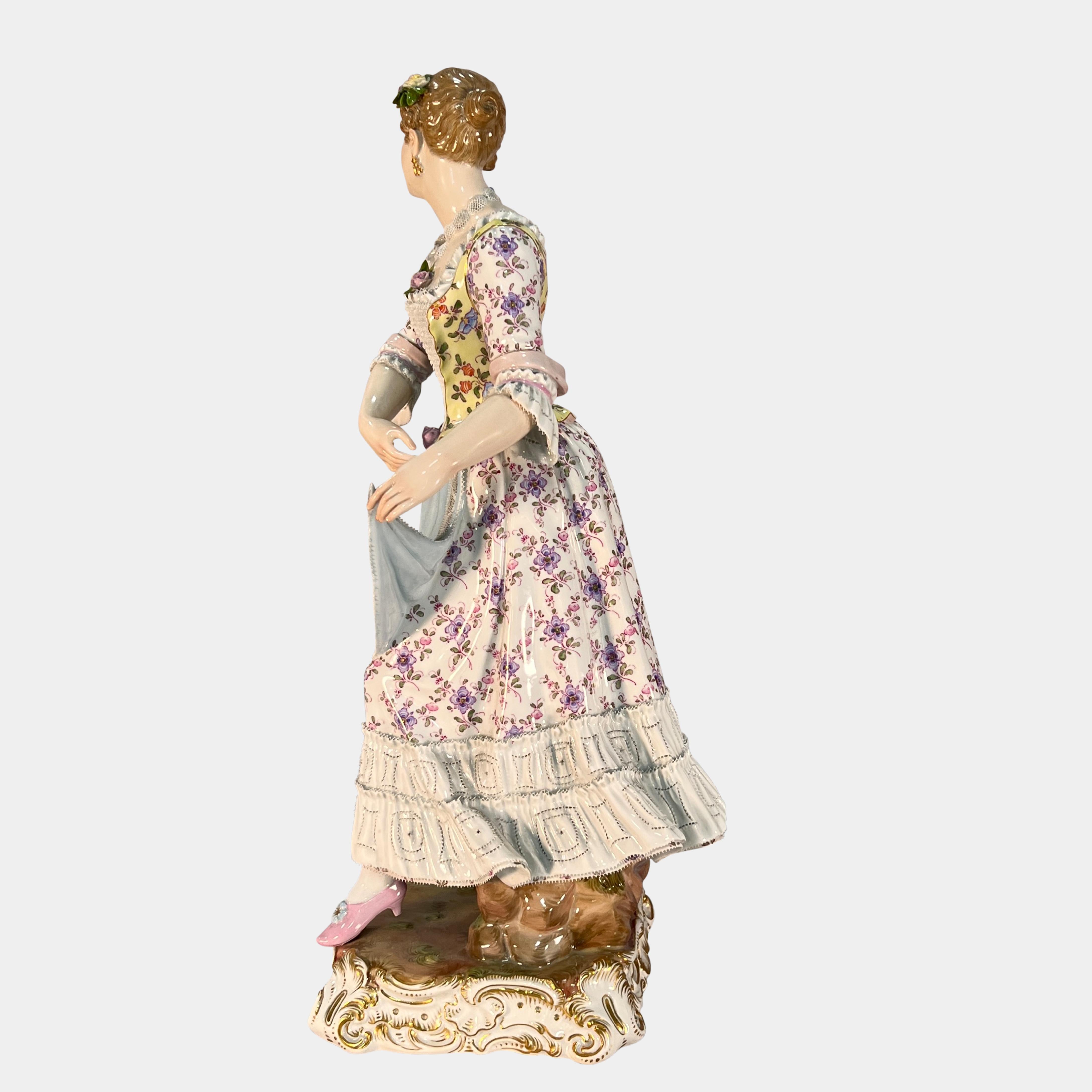 19th Century Large Meissen Figure of a Standing Lady For Sale