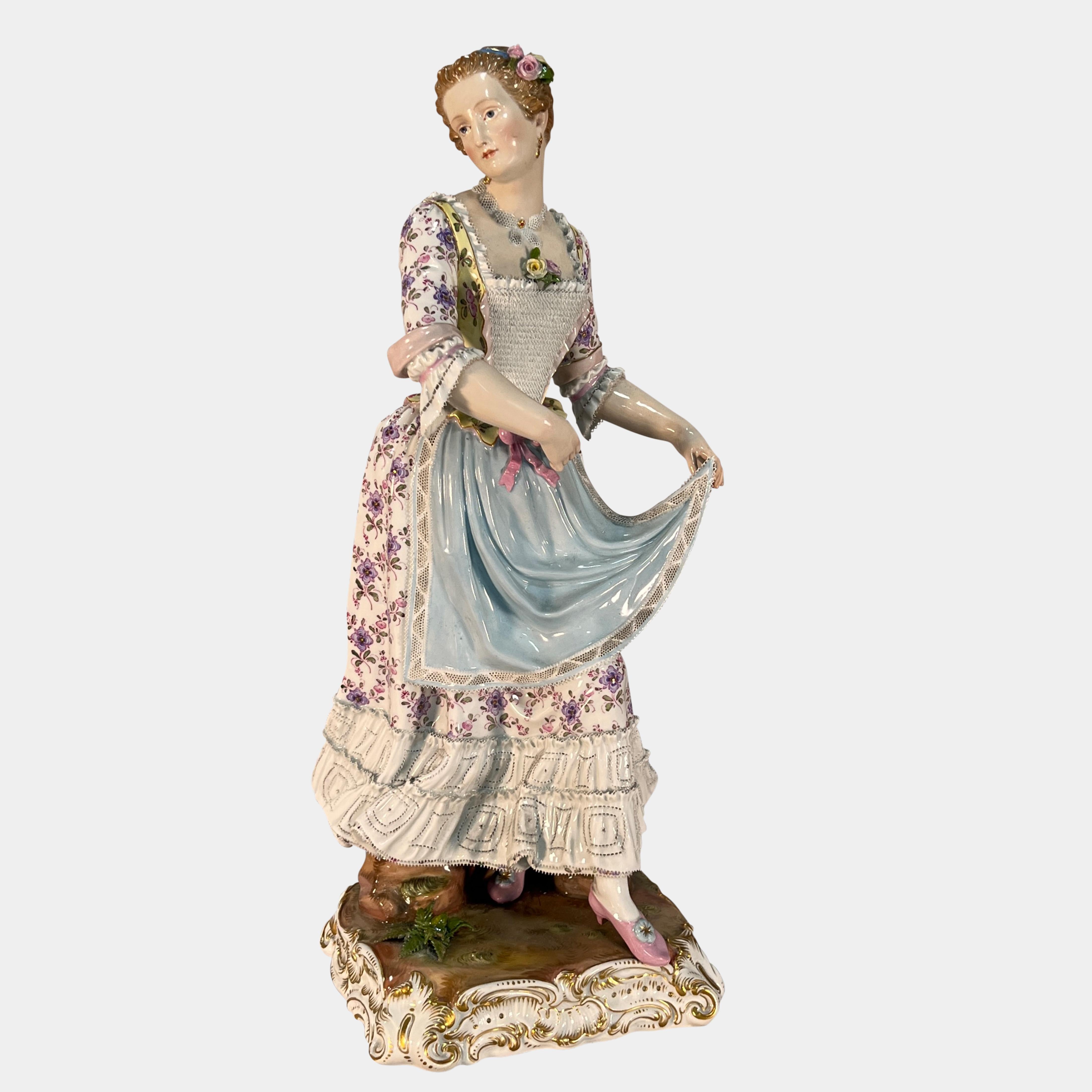 Large Meissen Figure of a Standing Lady For Sale 1