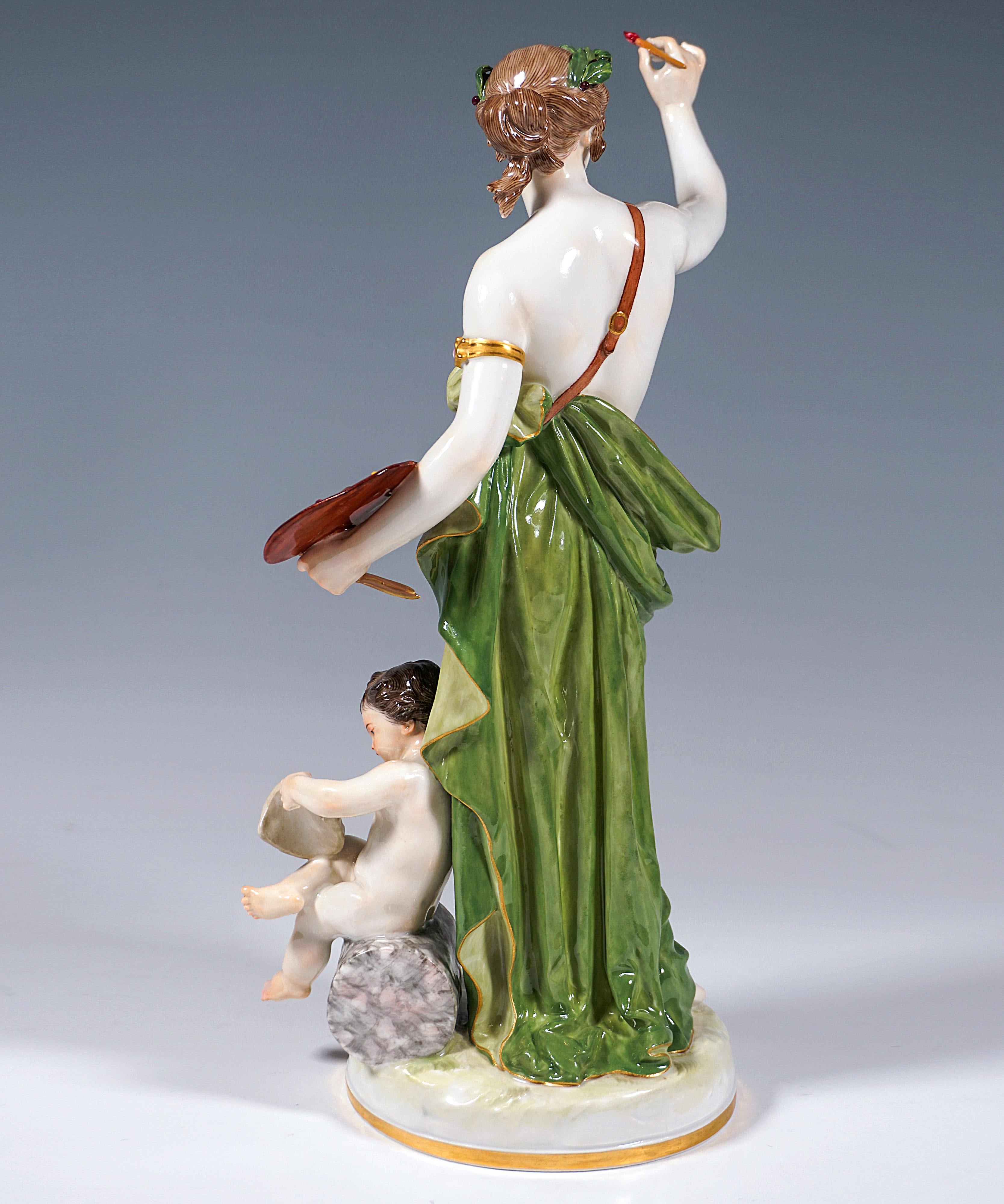Classical Roman Large Meissen Figurine Allegory 'The Painting' by Johann Christian Hirt, ca 1885 For Sale