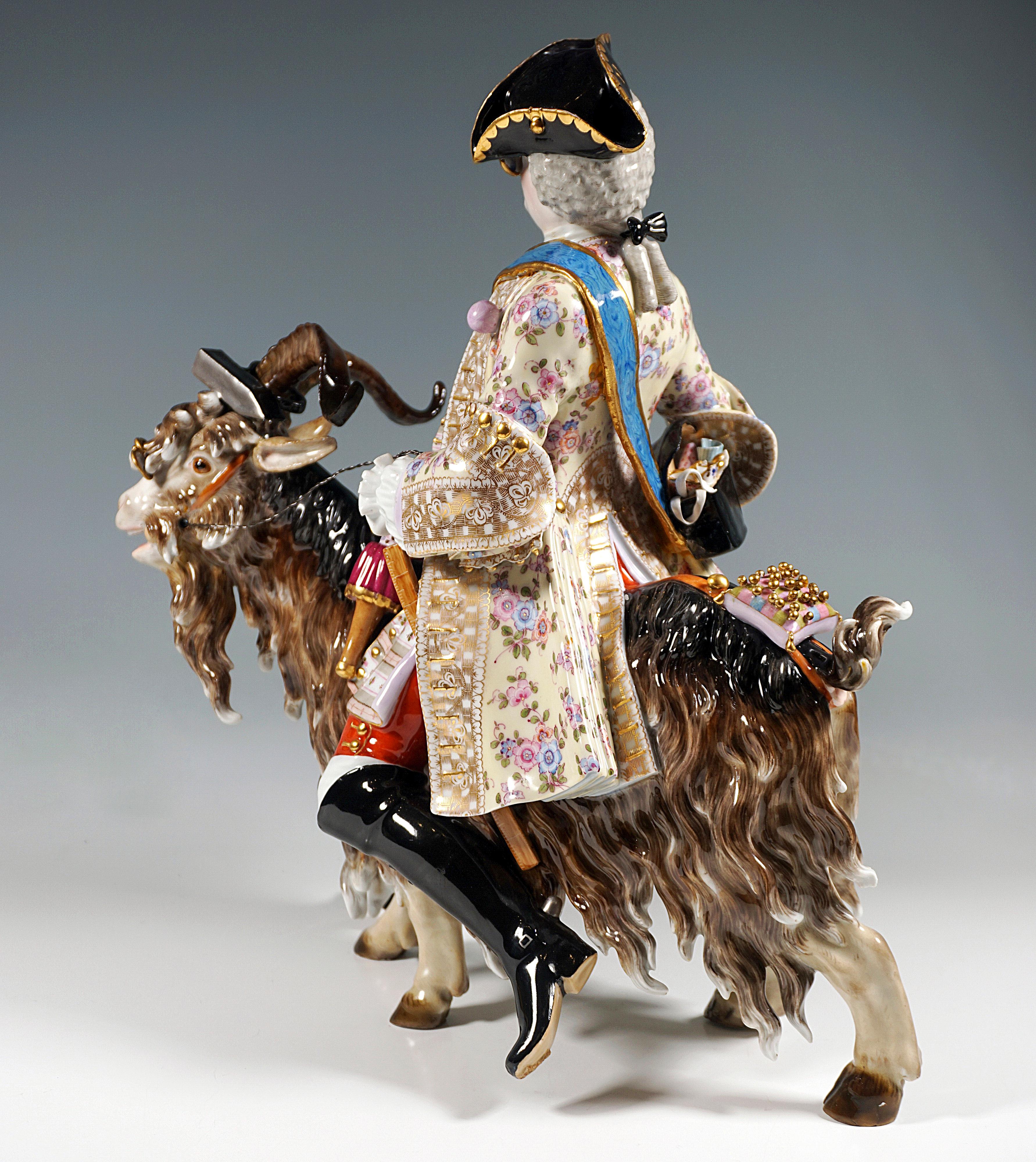 Mid-19th Century  Large Meissen Figurine Group 'Tailor On Billy Goat', by J.J. Kaendler, ca 1850