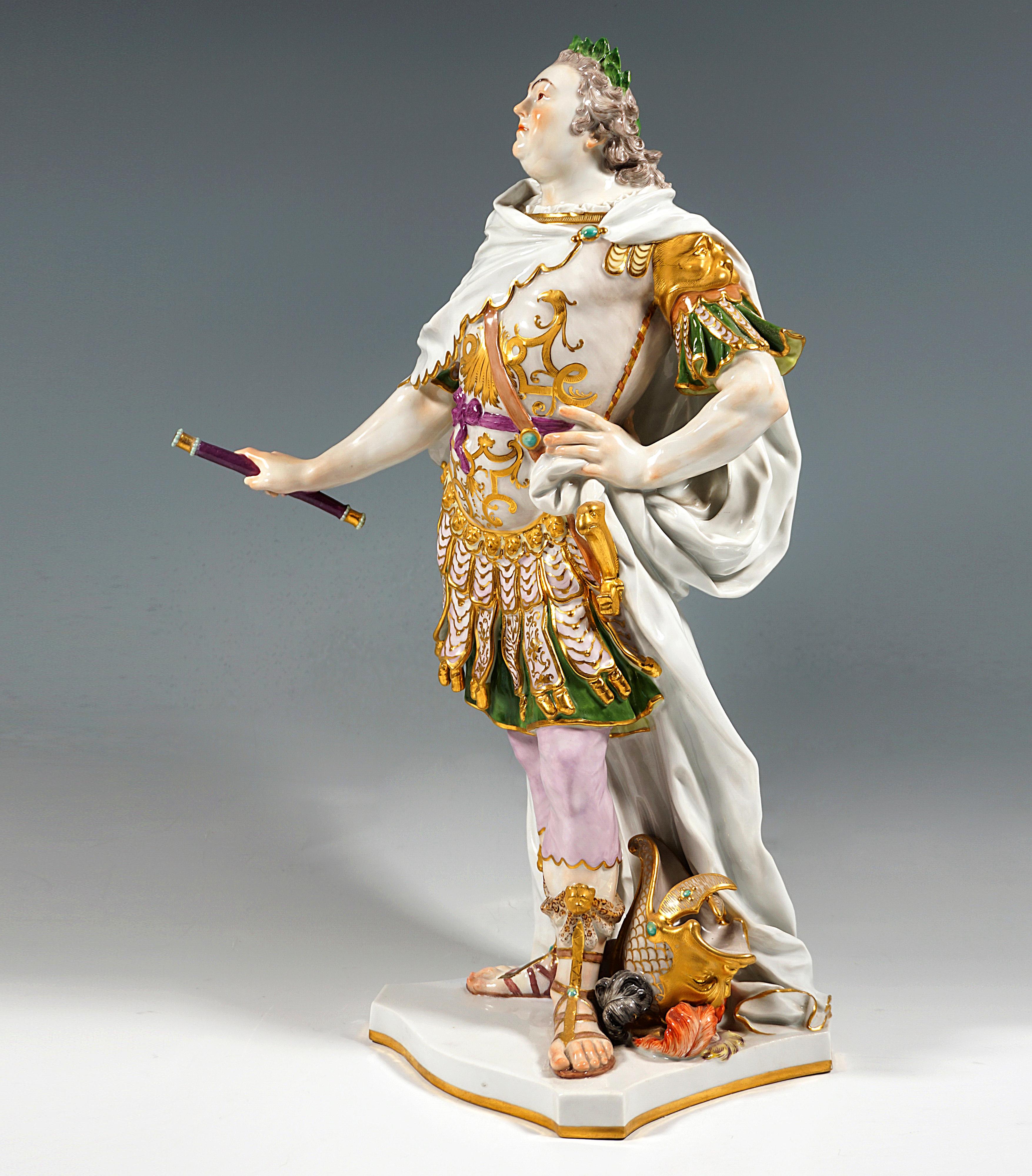 Baroque Grande figurine de Meissen August III dans l'armure romaine par J.J. Kaendler, 1924 en vente