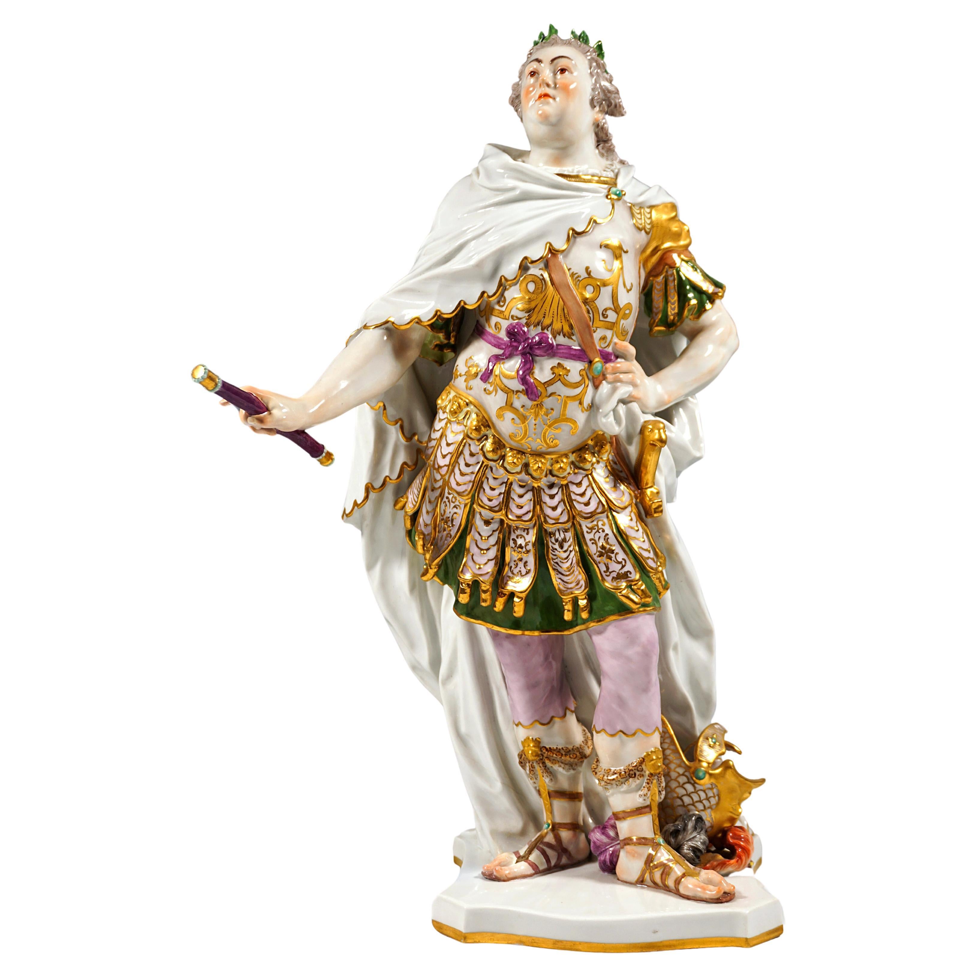 Large Meissen Figurine 'King August III In Roman Harness' by J.J. Kaendler, 1924 For Sale