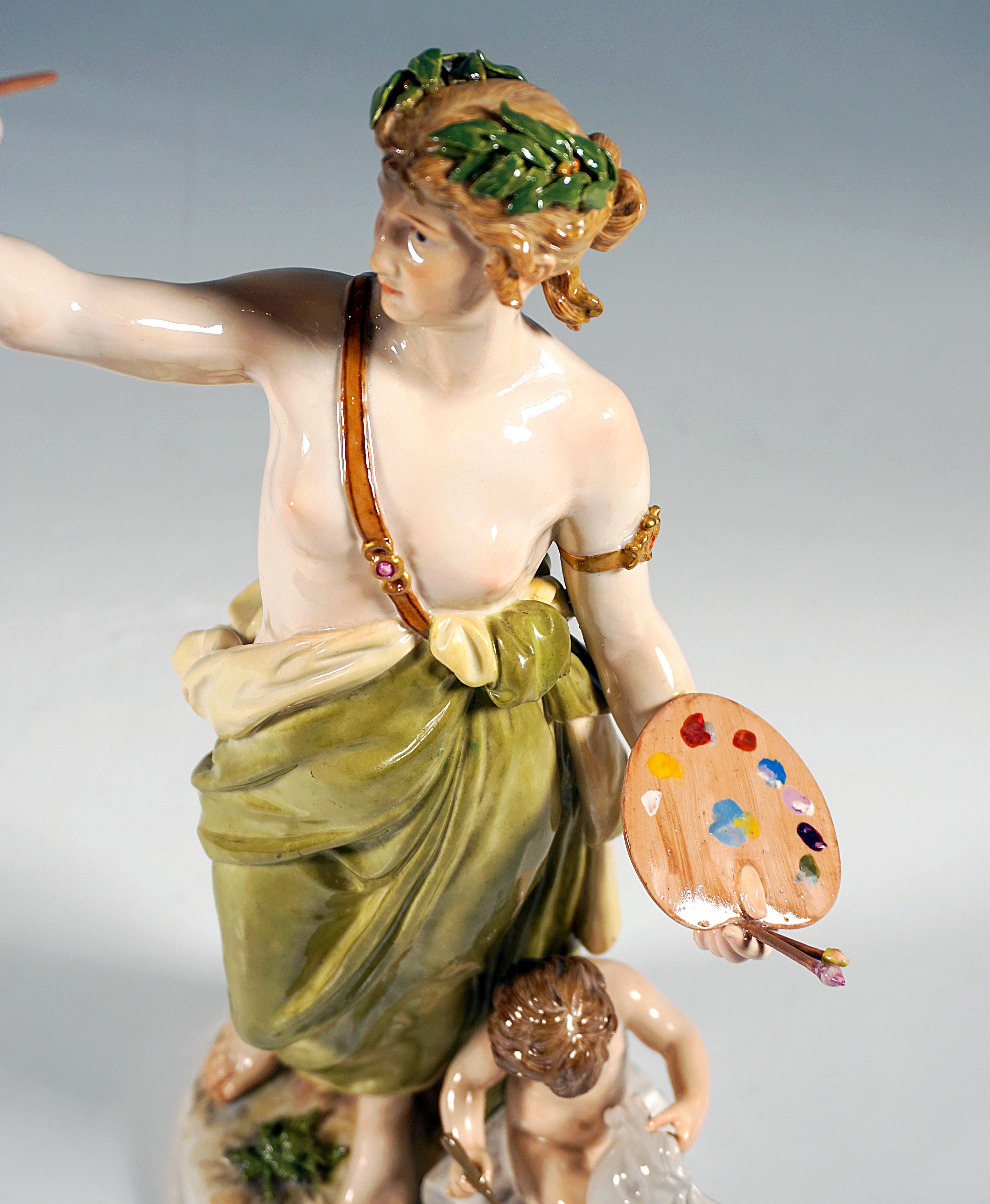 Hand-Crafted Large Meissen Figurine, 'The Painting', by Johann Christian Hirt, Ca 1885