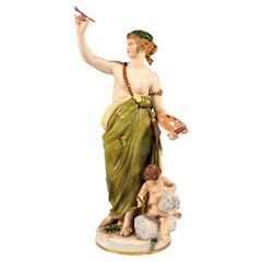 Antique Large Meissen Figurine, 'The Painting', by Johann Christian Hirt, Ca 1885