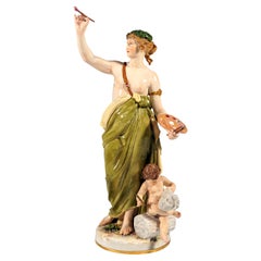 Große Meissener Figur, „Das Gemälde“, von Johann Christian Hirt, um 1885