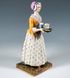Large Meissen Genre Figure 'The Chocolate Girl' After Jean-Étienne Liotard, 1850