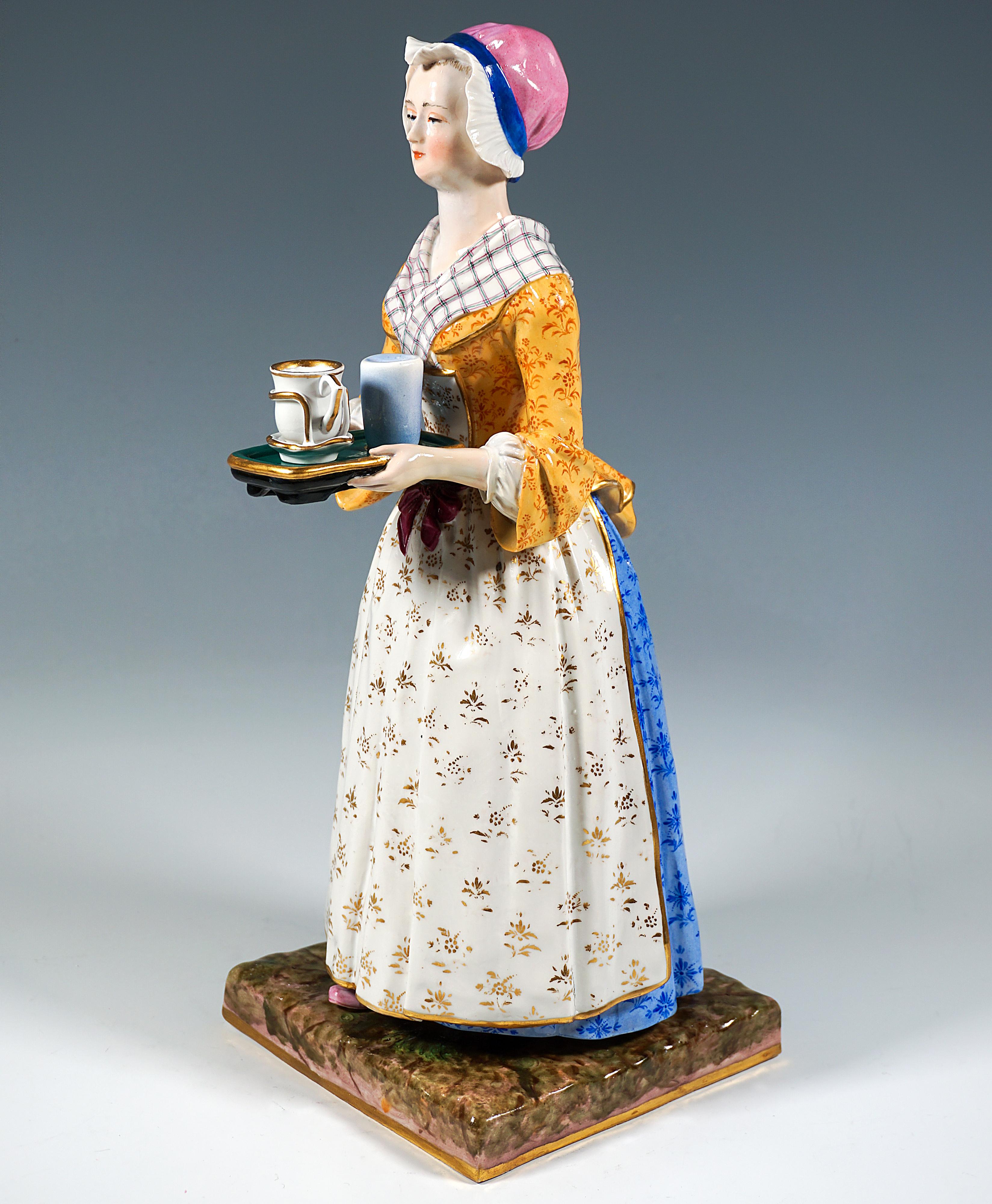 German Large Meissen Genre Figure 'The Chocolate Girl' After Jean-Étienne Liotard, 1850
