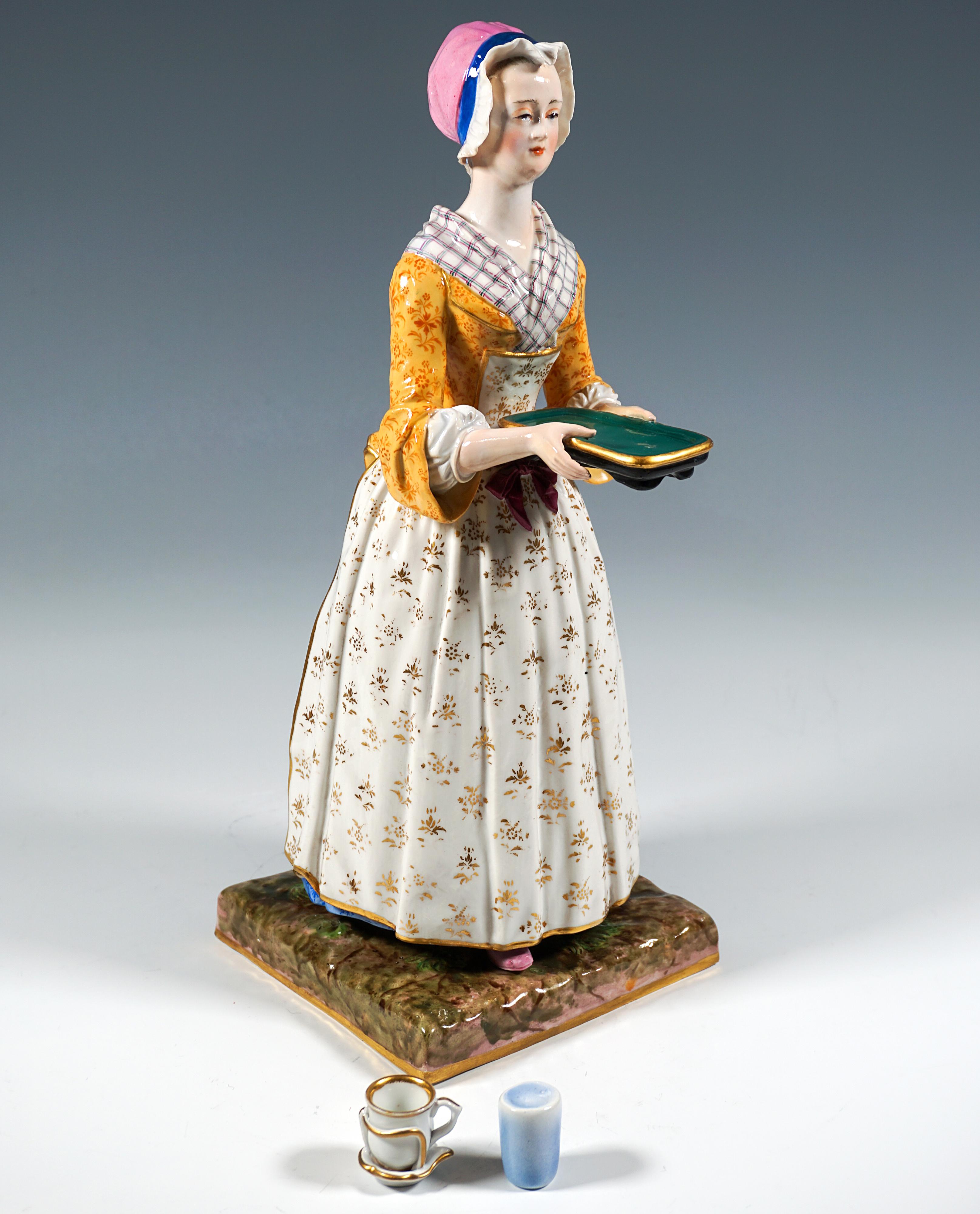Hand-Crafted Large Meissen Genre Figure 'The Chocolate Girl' After Jean-Étienne Liotard, 1850