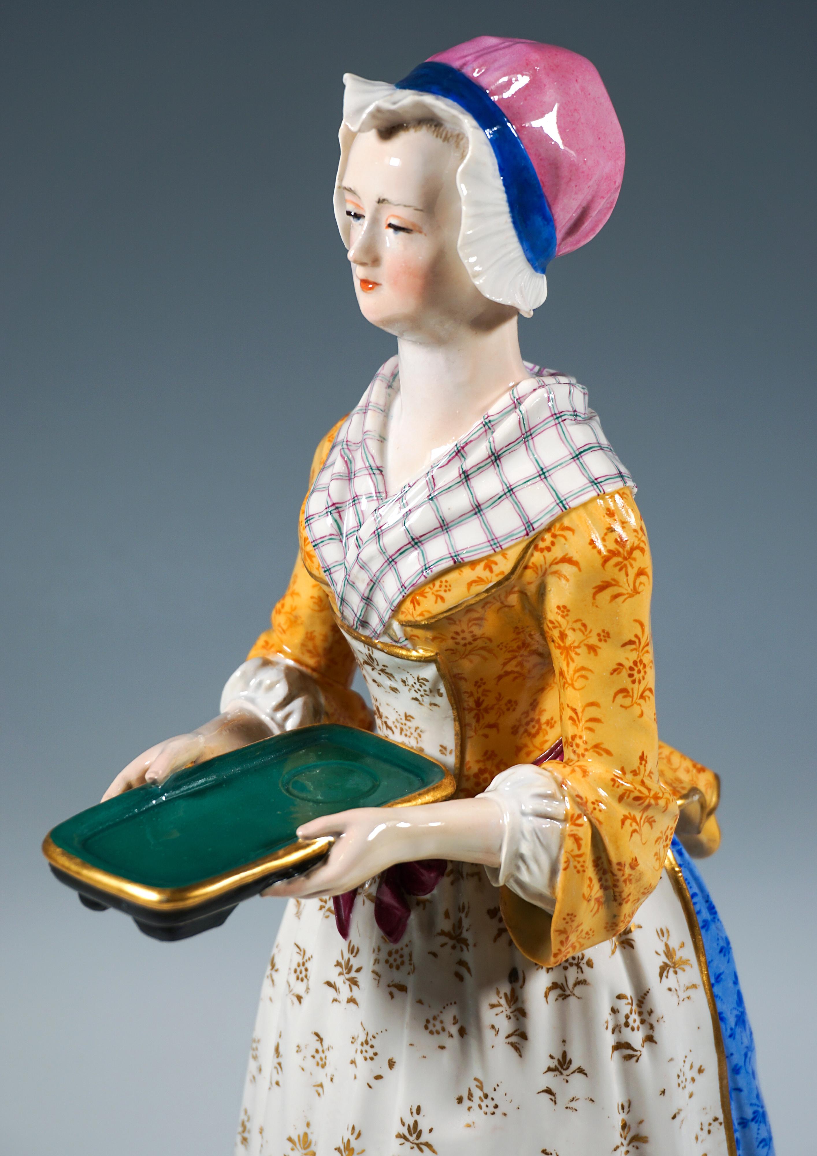 Large Meissen Genre Figure 'The Chocolate Girl' After Jean-Étienne Liotard, 1850 In Good Condition In Vienna, AT