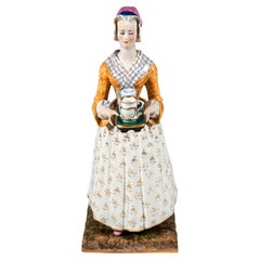 Antique Large Meissen Genre Figure 'The Chocolate Girl' After Jean-Étienne Liotard, 1850