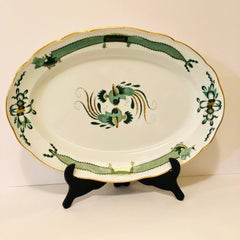 Large Meissen Green Court Dragon Platter Painted with Dragons and Phoenix Birds