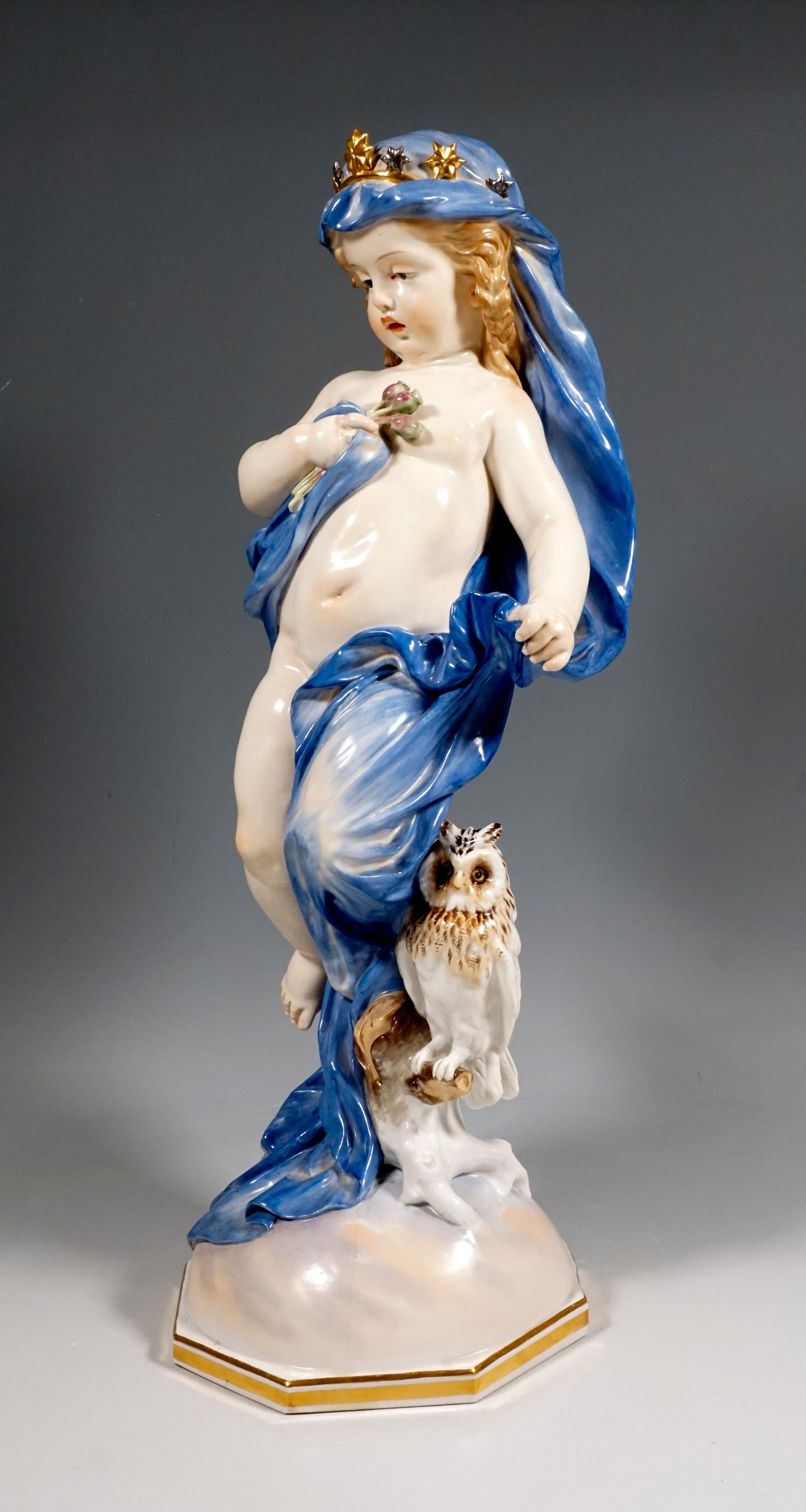 Porcelain Large Meissen Pair Of Figures, 'Day & Night' by Heinrich Schwabe, circa 1890