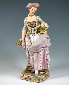 Paire de figurines de jardinières de Meissen, par Kaendler & Schoenheit, vers 1860
