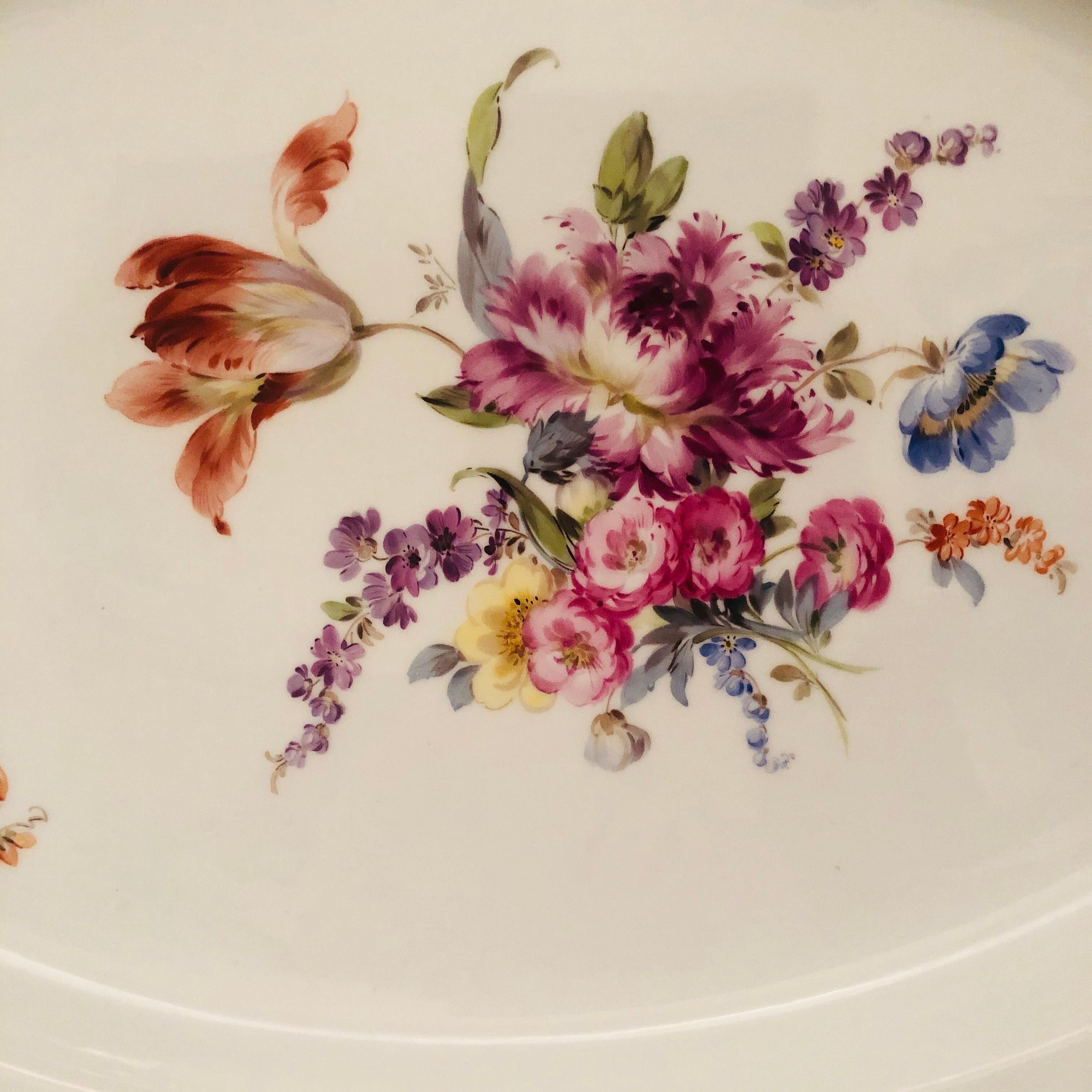 Large Meissen Platter with Fabulous Painting of a Bouquet of Flowers and Insects In Good Condition In Boston, MA