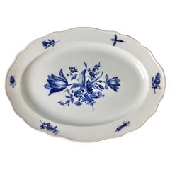 Large Meissen Platter with Painted Blue Bouquet of Flowers and Insects