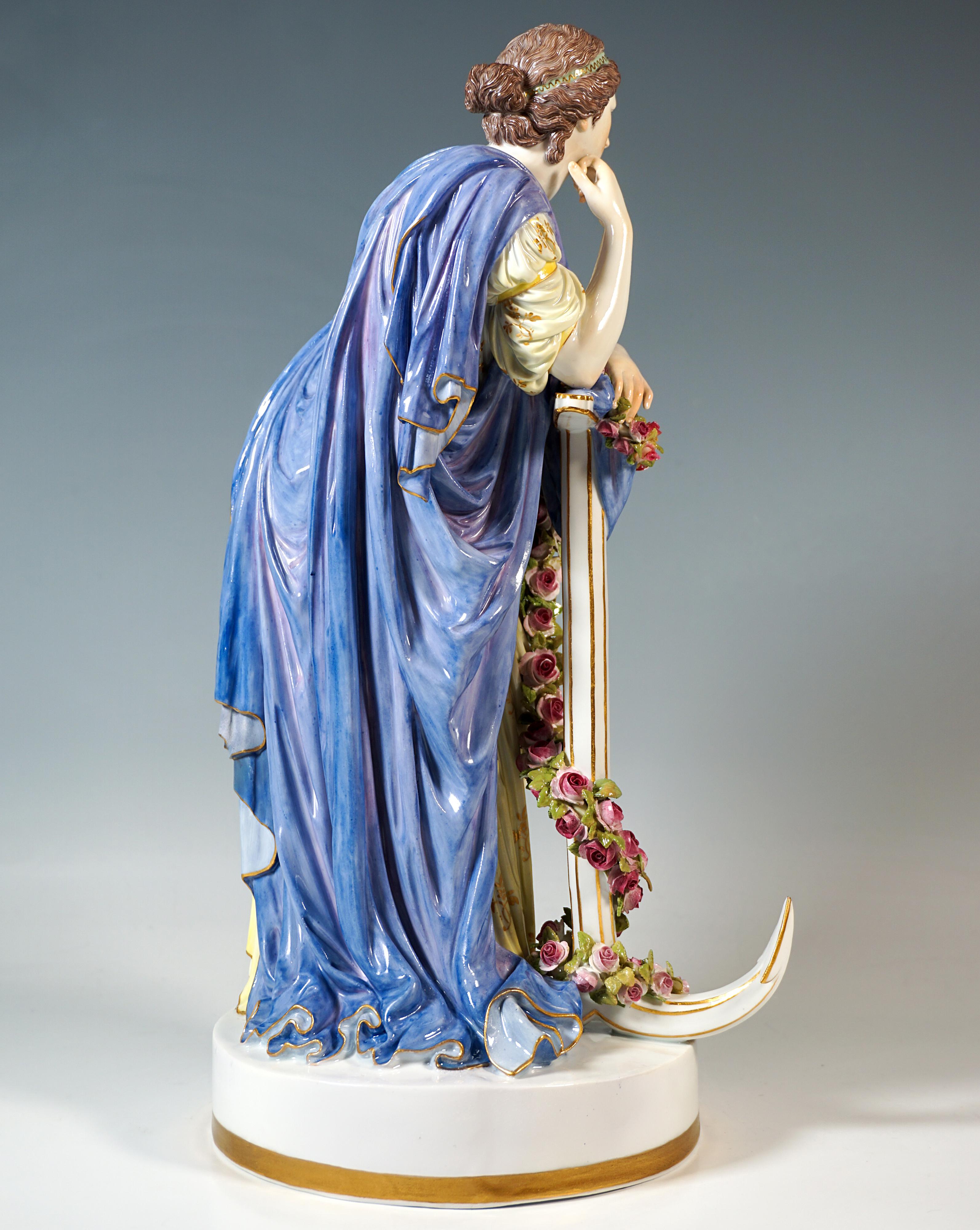 Classical Greek Large Meissen Porcelain Figurine 'Allegory Hope', By C.G. Juechtzer, Circa 1860 For Sale