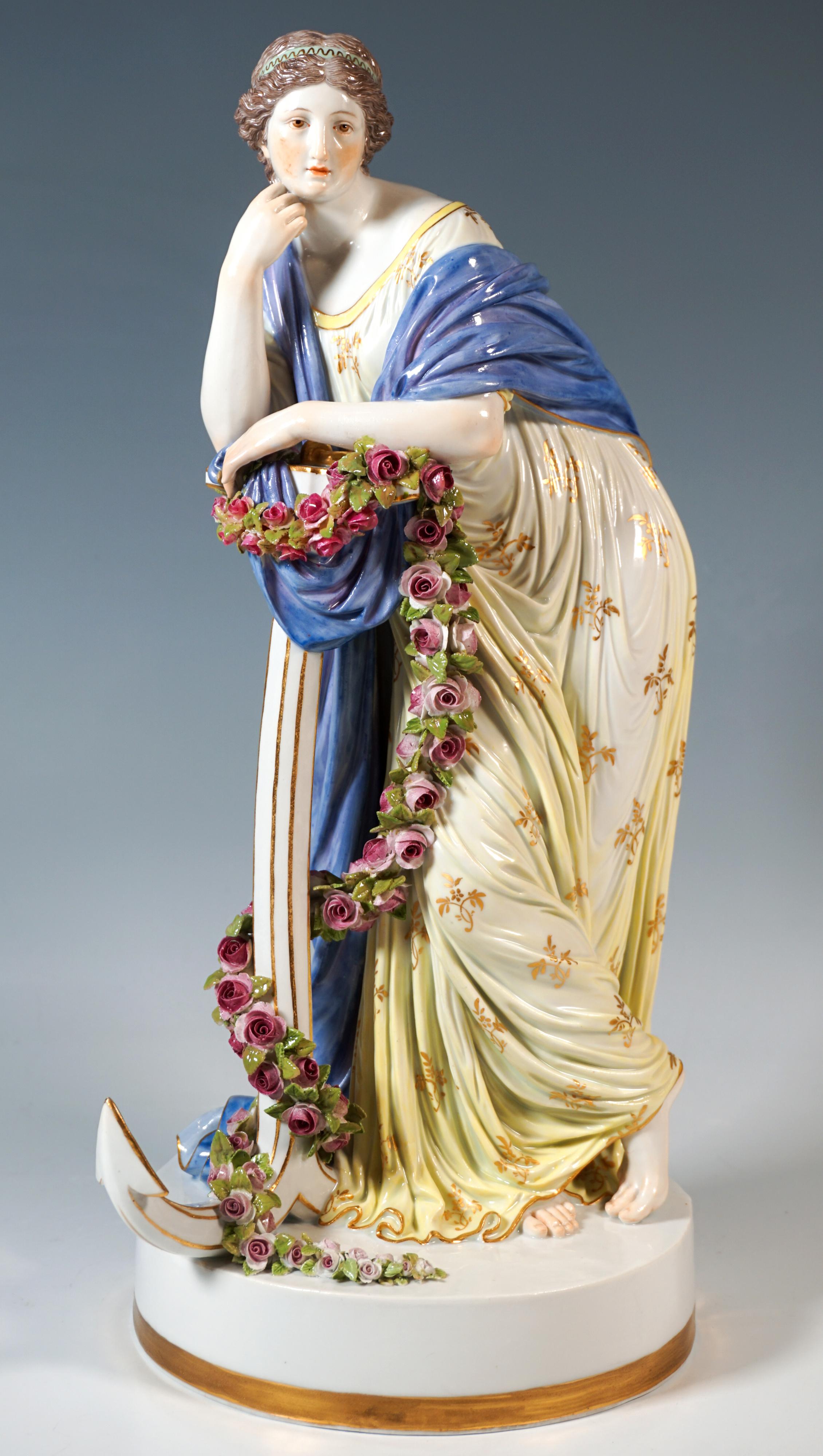 Mid-19th Century Large Meissen Porcelain Figurine 'Allegory Hope', By C.G. Juechtzer, Circa 1860 For Sale