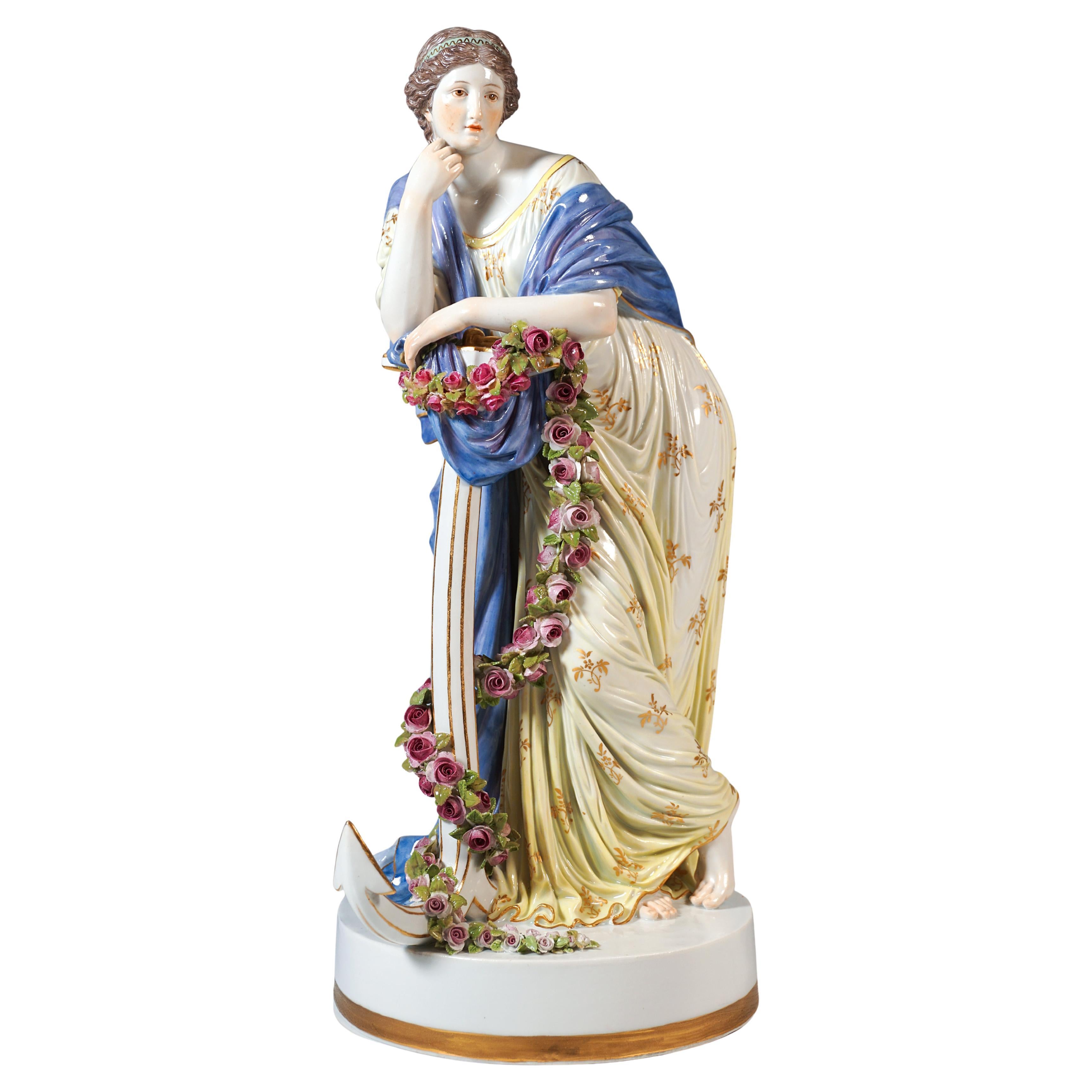 Large Meissen Porcelain Figurine 'Allegory Hope', By C.G. Juechtzer, Circa 1860 For Sale