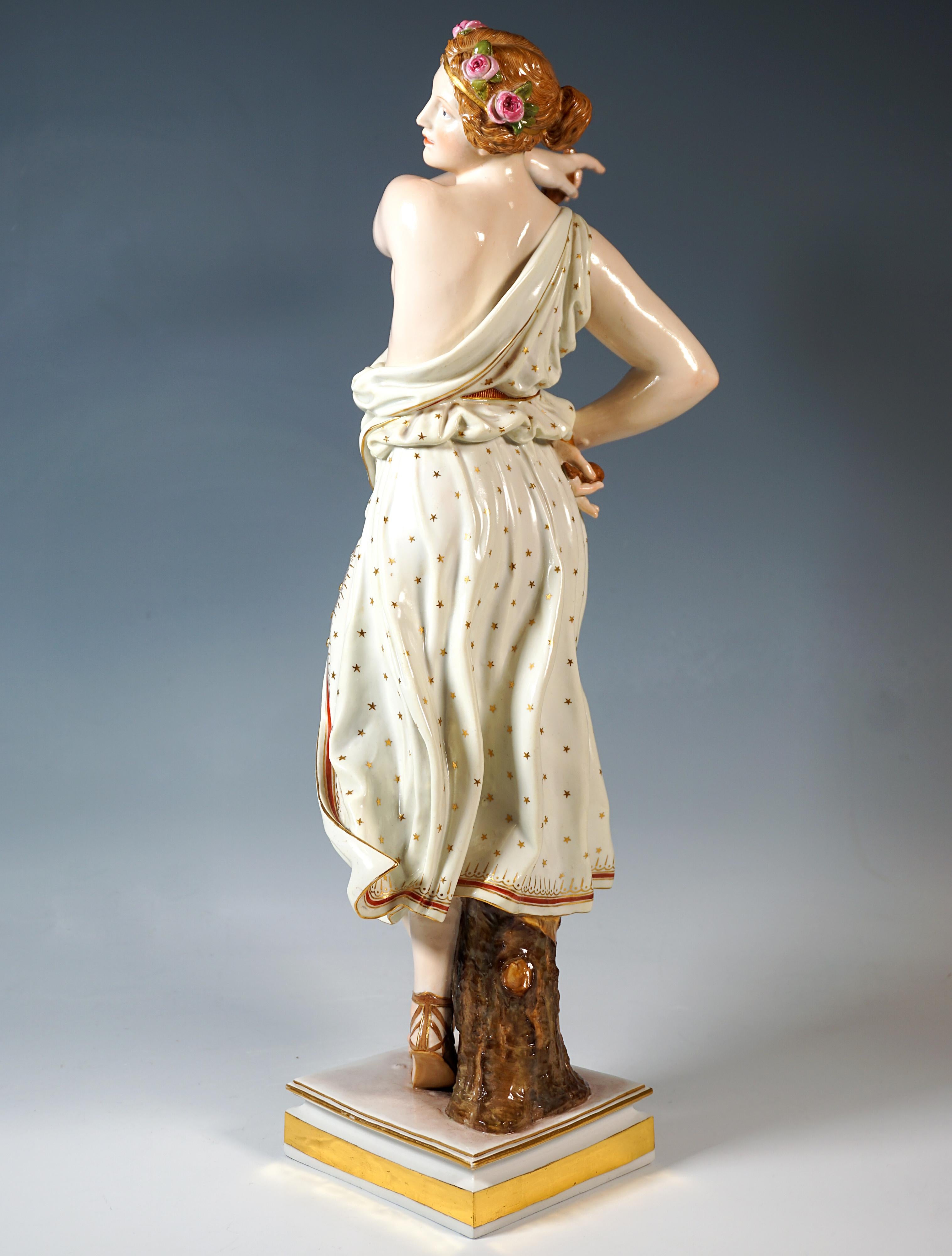 German Large Meissen Porcelain Figurine 'Dancing Vestal Virgin' By E.J. Haenel, Ca 1880 For Sale